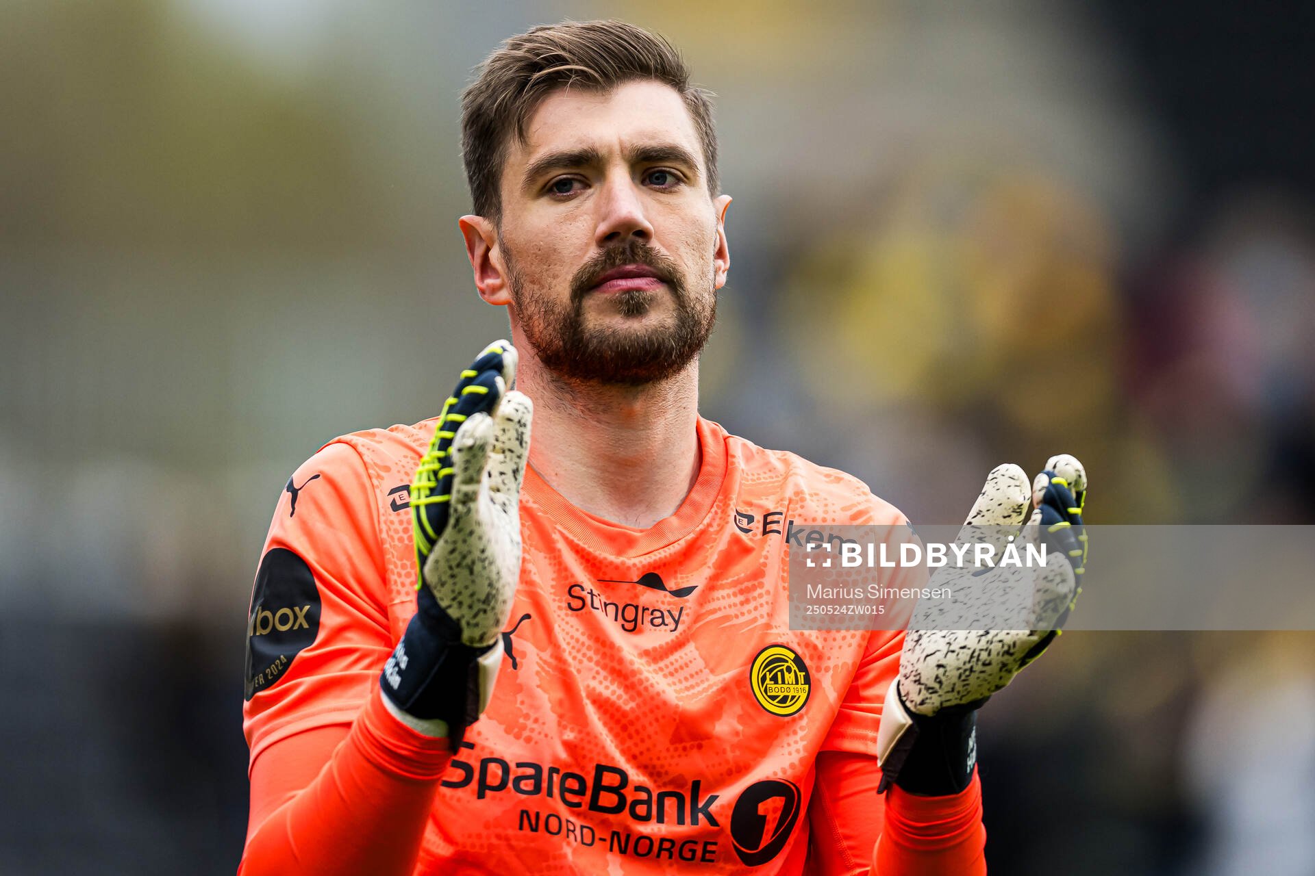 Nikita Haikin of Bodø/Glimt after the Eliteserien match between Bodø/Glimt and Rosenborg on May 24, 2025 in Bodø.