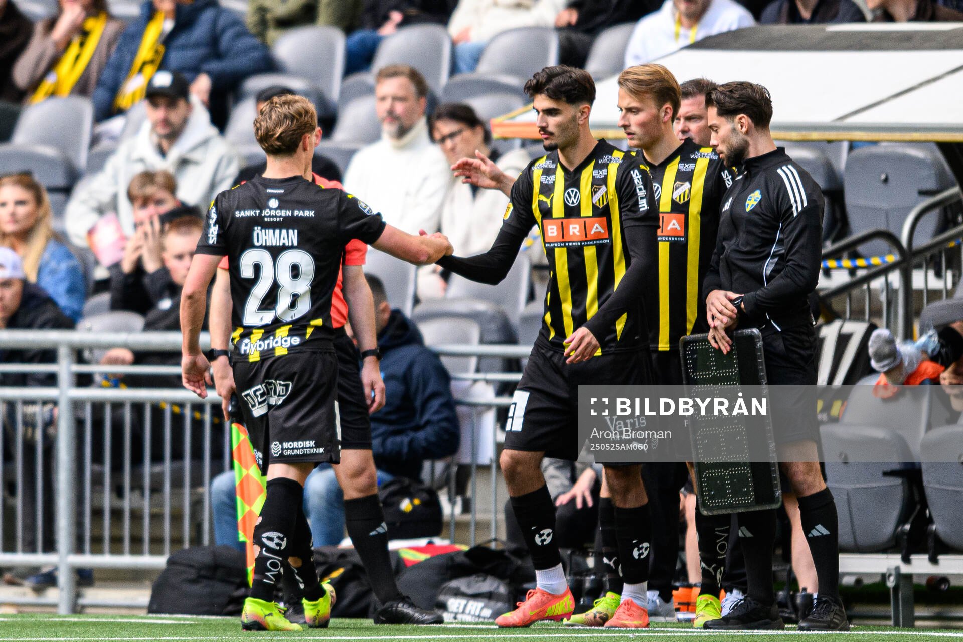 Häckens Nikola Mitrovic under fotbollsmatchen i Allsvenskan mellan Djurgården och Häcken den 25 maj 2025 i Stockholm. 