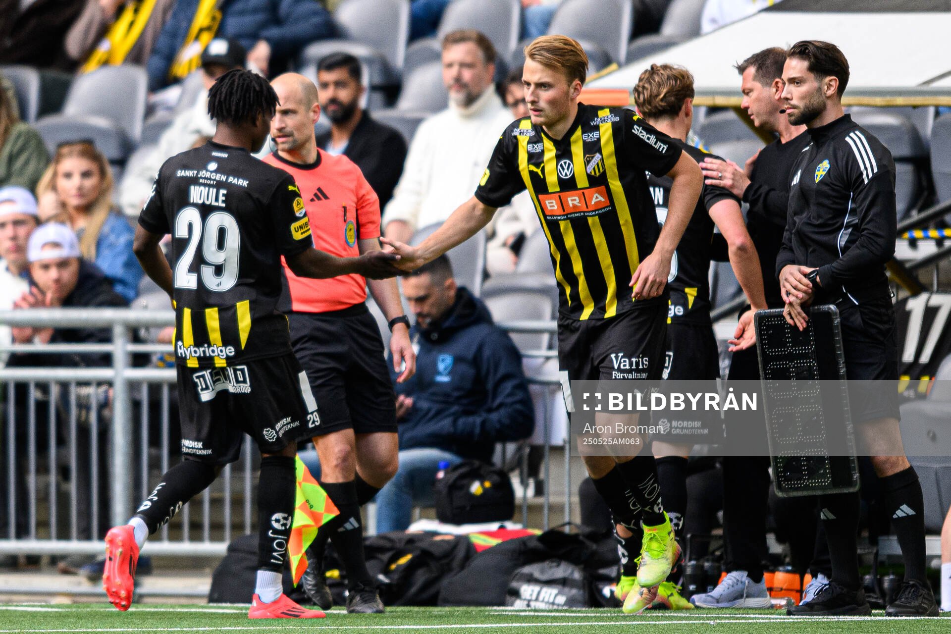 Häckens Sigge Jansson under fotbollsmatchen i Allsvenskan mellan Djurgården och Häcken den 25 maj 2025 i Stockholm. 