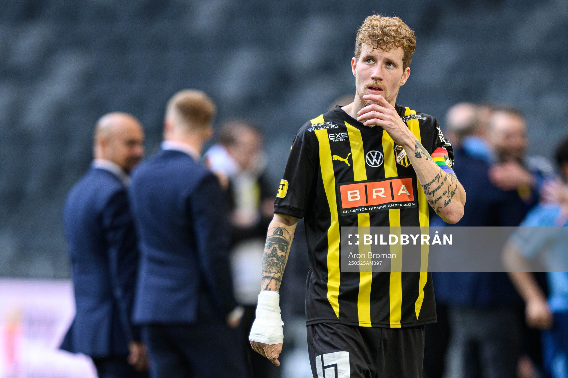Häckens Simon Gustafson efter fotbollsmatchen i Allsvenskan mellan Djurgården och Häcken den 25 maj 2025 i Stockholm. 