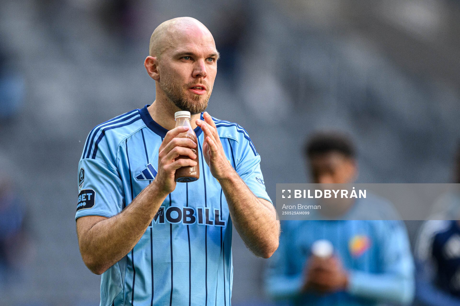 Djurgårdens Marcus Danielson efter fotbollsmatchen i Allsvenskan mellan Djurgården och Häcken den 25 maj 2025 i Stockholm. 