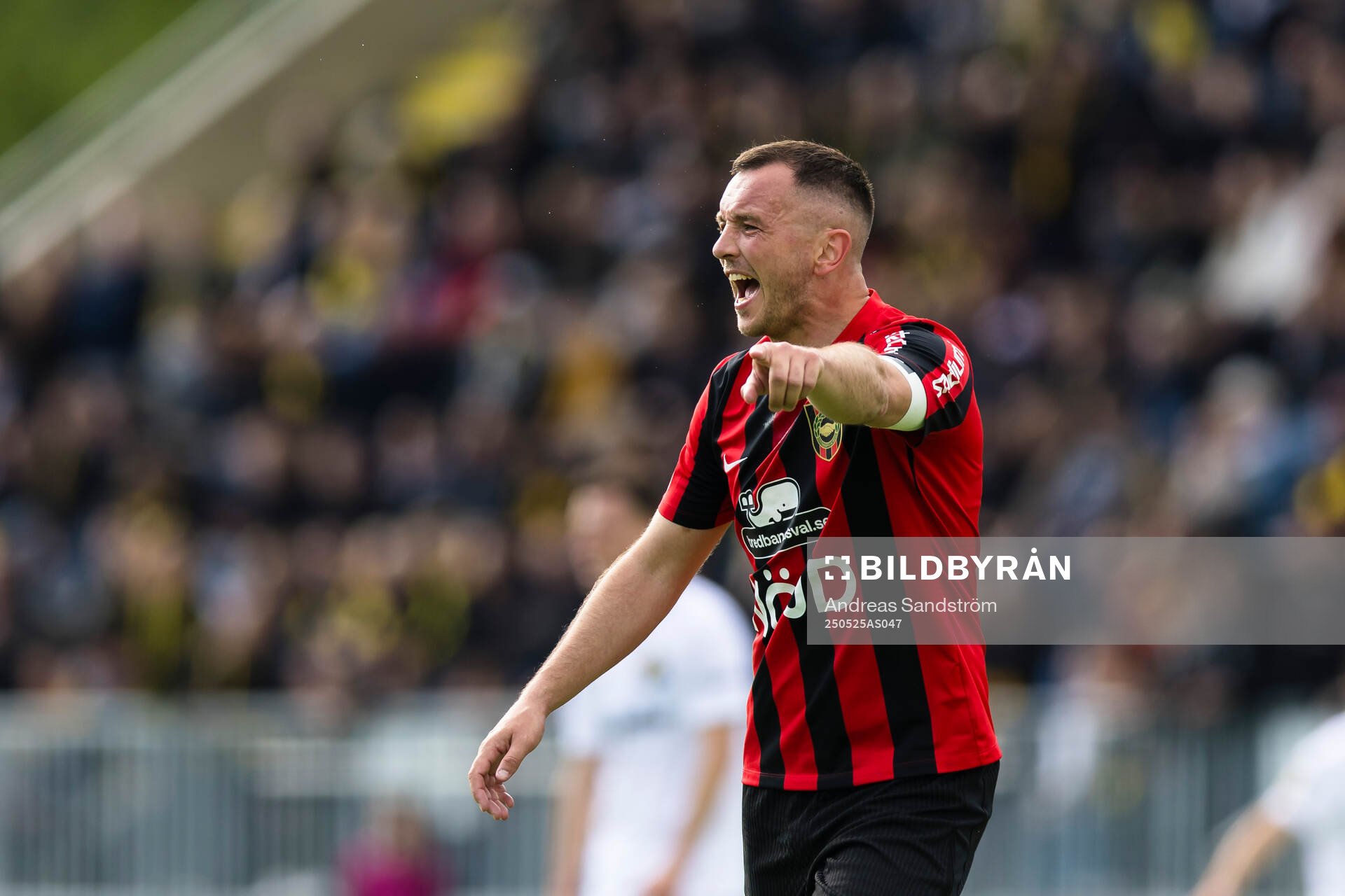 Brommapojkarnas Even Hovland under fotbollsmatchen i Allsvenskan mellan Brommapojkarna och AIK den 25 maj 2025 i Stockholm. 