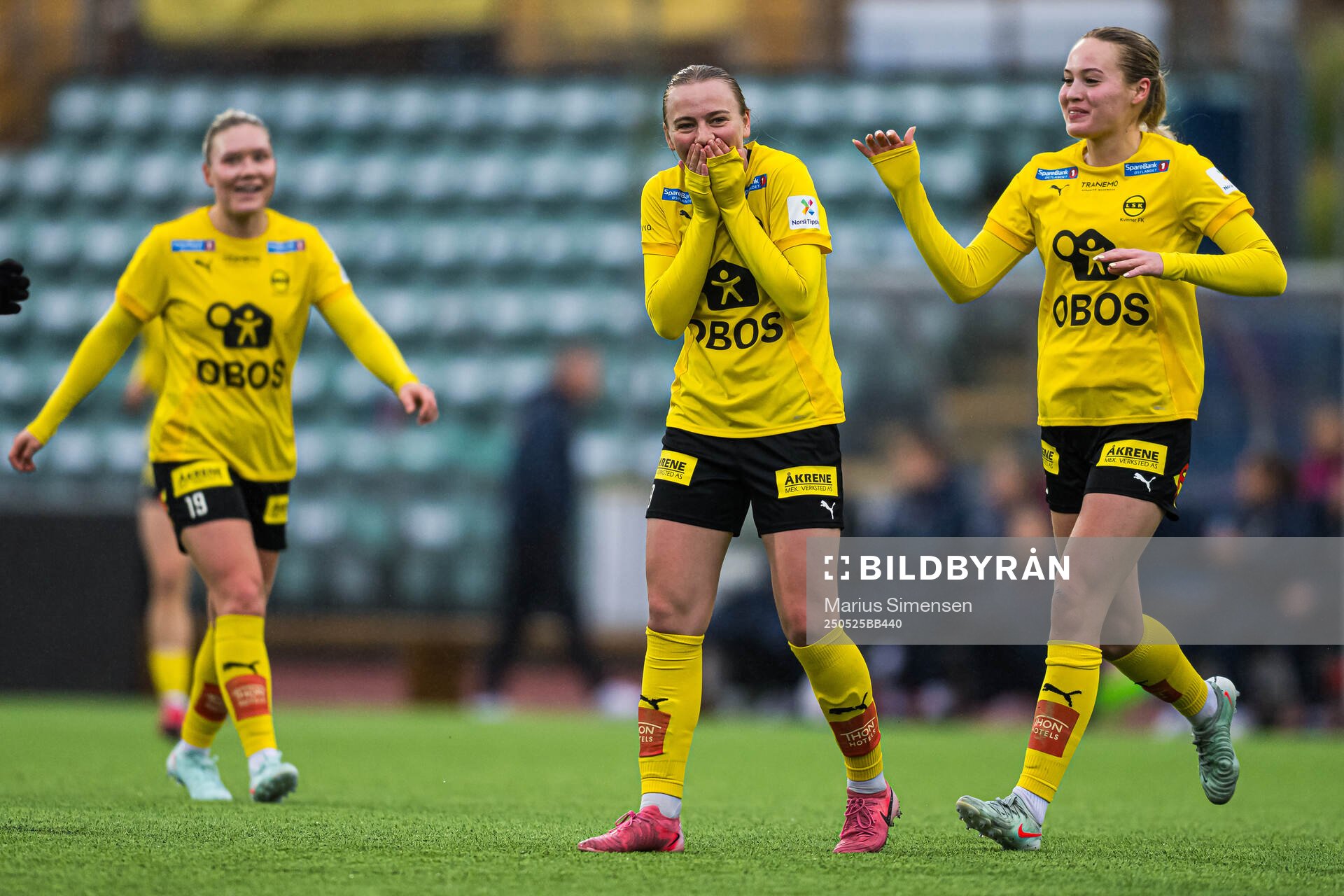 Kaia Bjelde Hjelmhaug of LSK Kvinner celebrates after scoring the 0-2 goal during the Toppserien football match between Stabæk and LSK Kvinner on May 25, 2025 in Bekkestua.