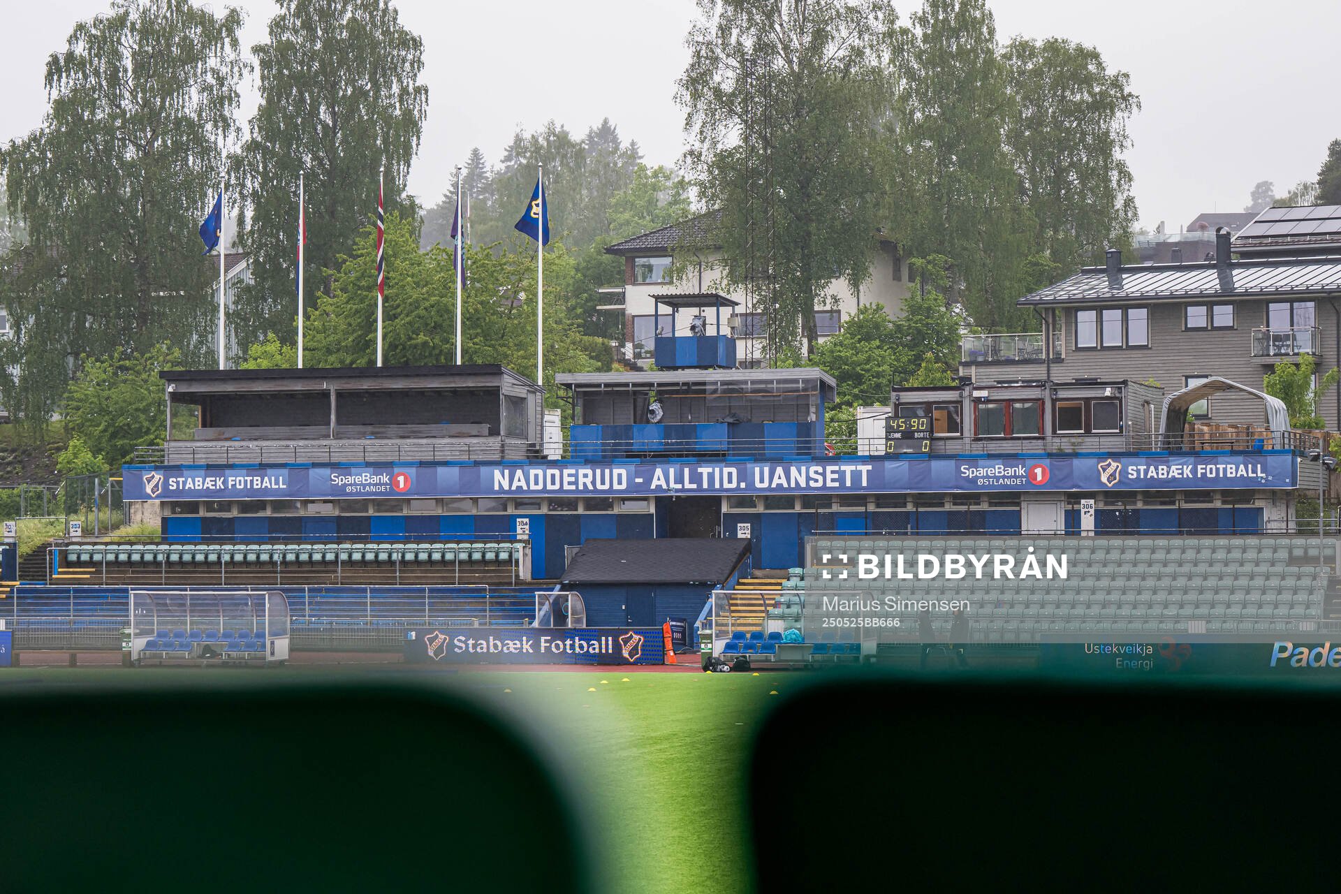 Nadderud Stadion ahead of the Toppserien football match between Stabæk and LSK Kvinner on May 25, 2025 in Bekkestua.