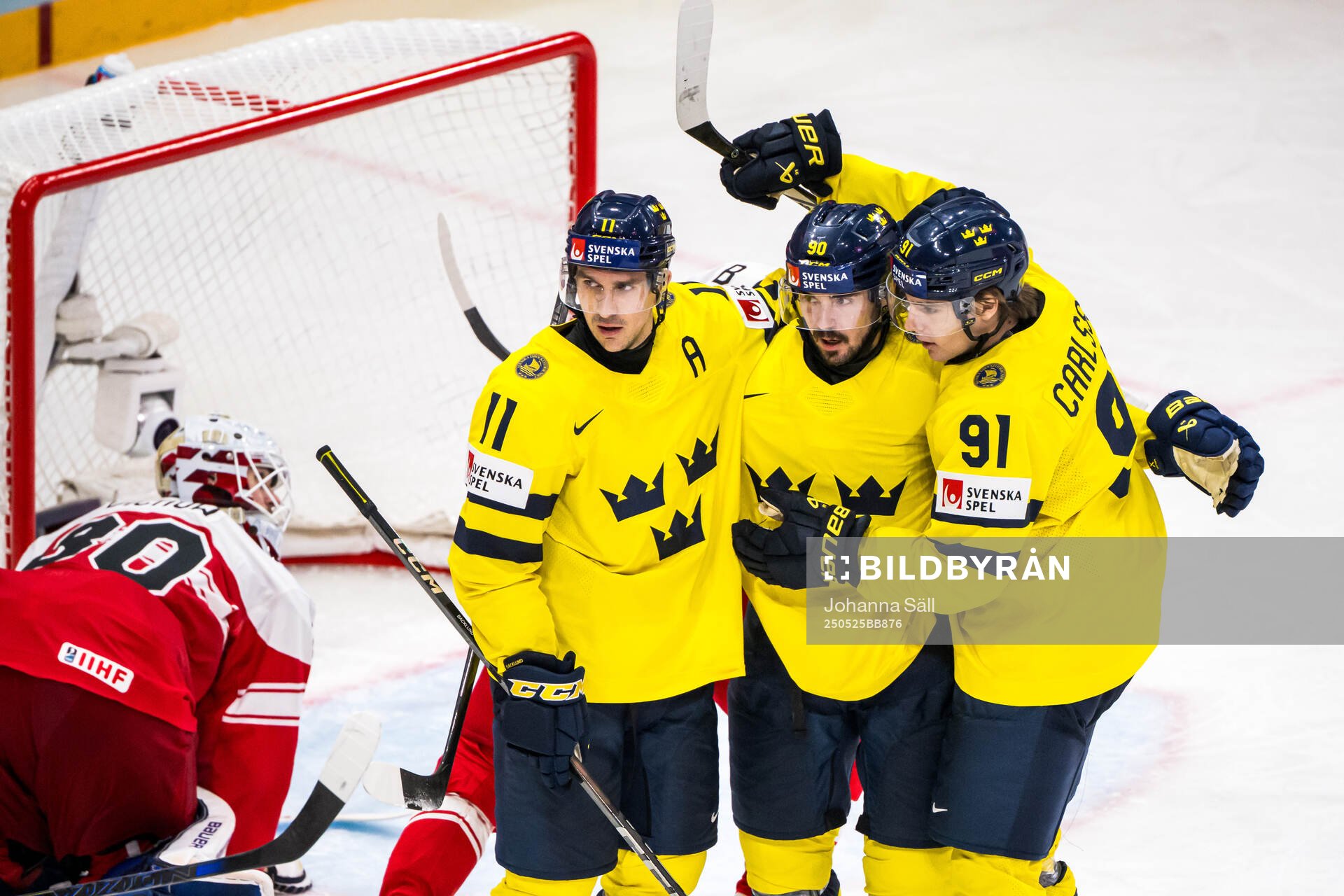 Mikael Backlund, Marcus Johansson and Leo Carlsson of