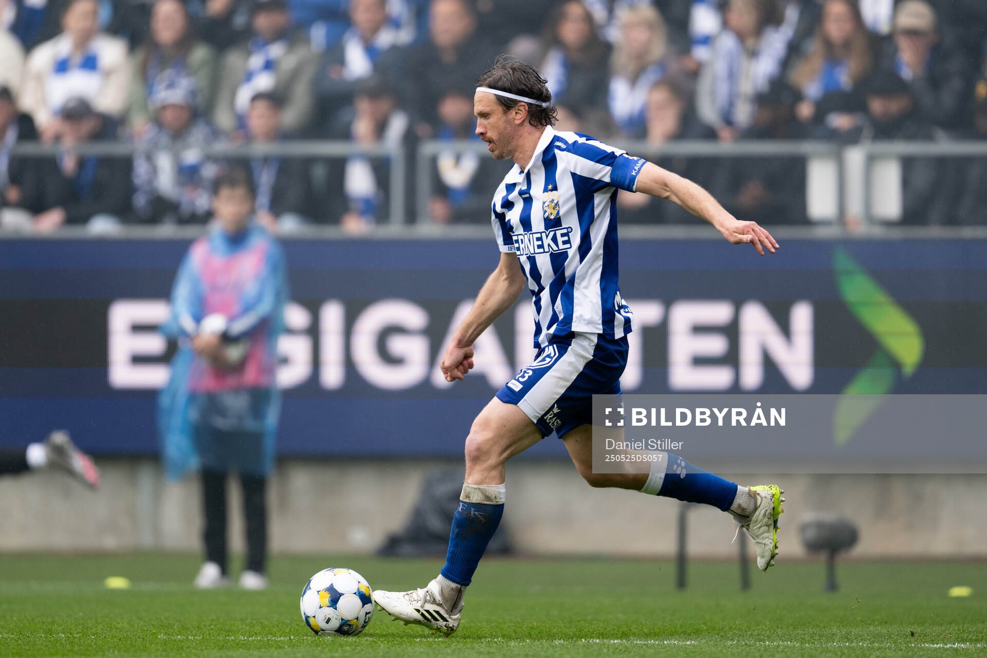 IFK Göteborgs Gustav Svensson under fotbollsmatchen i Allsvenskan mellan IFK Göteborg och Malmö FF den 25 maj 2025 i Göteborg. 