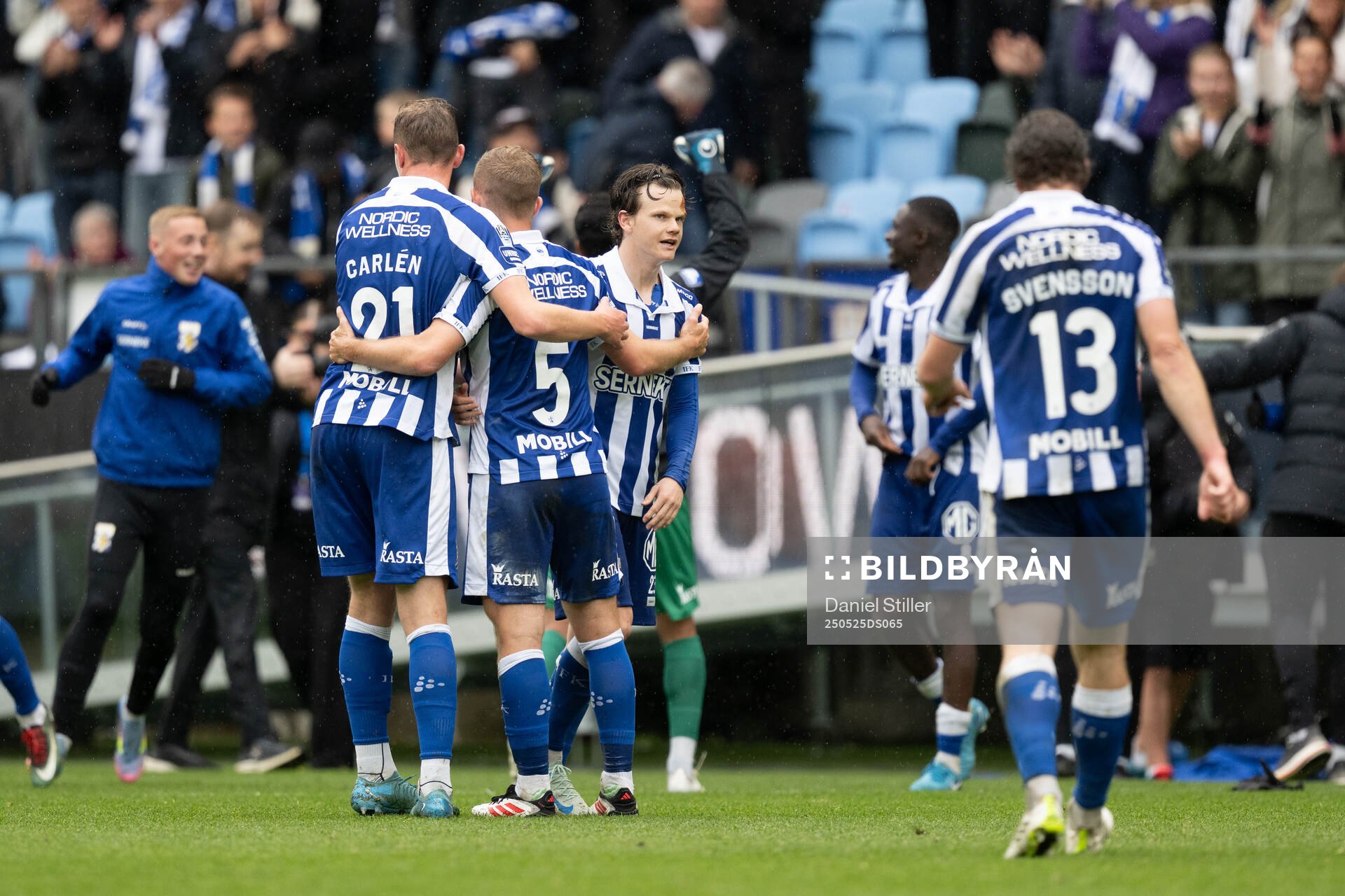 IFK Göteborgs Kolbeinn Thordarson jublar efter fotbollsmatchen i Allsvenskan mellan IFK Göteborg och Malmö FF den 25 maj 2025 i Göteborg.