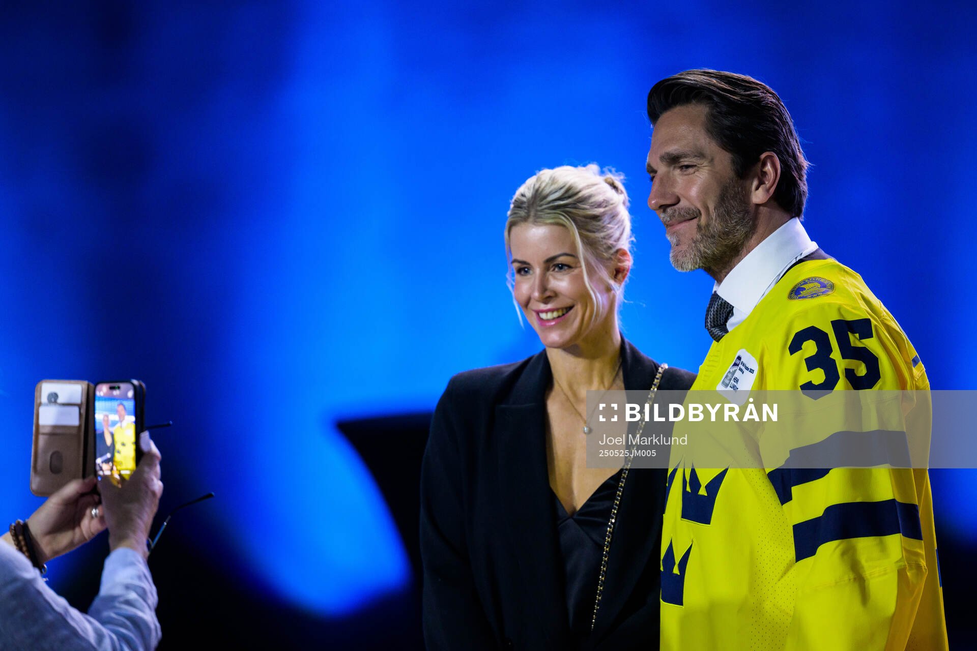 Henrik Lundqvist of Sweden and his wife Therese Andersson