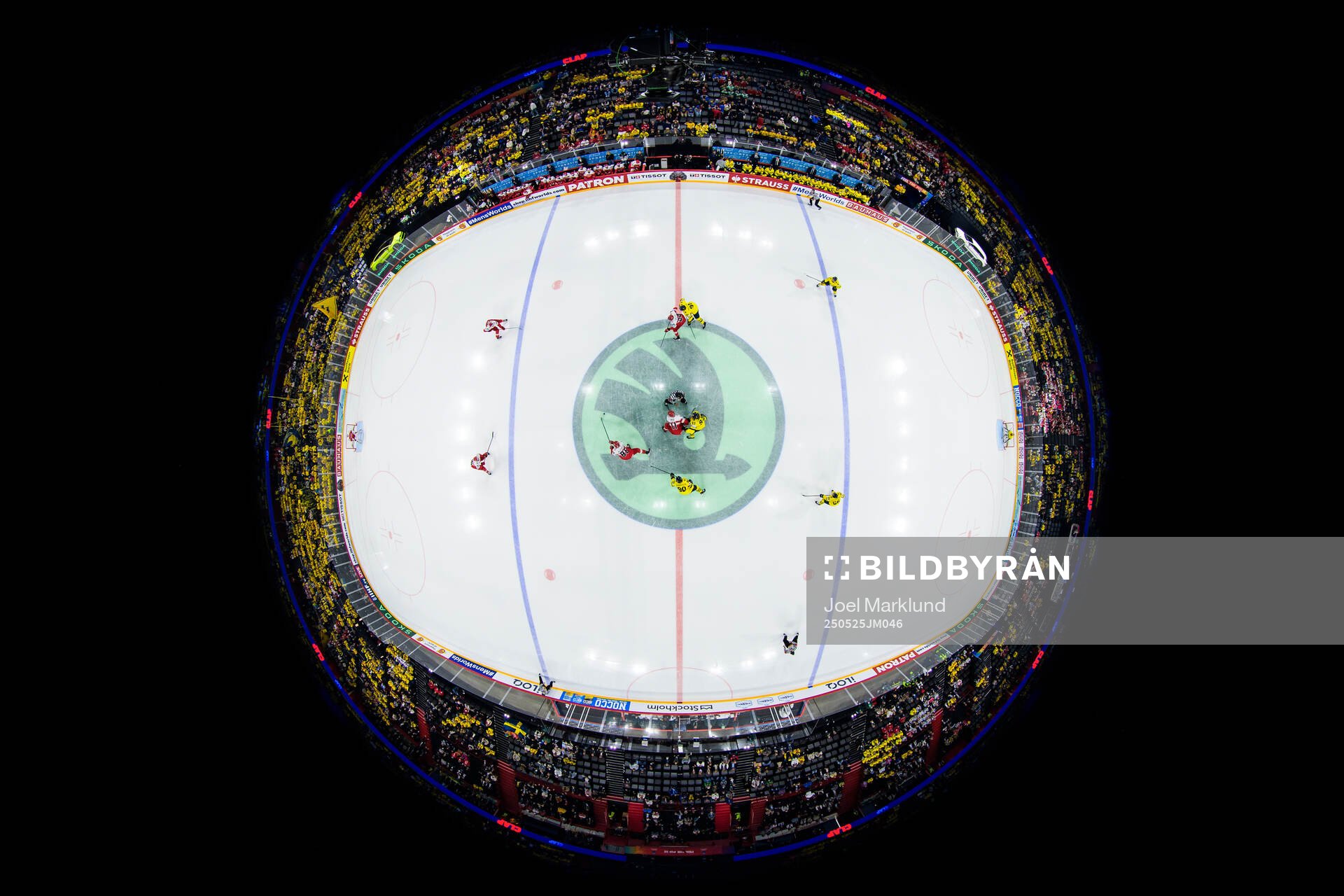 Alexander True of Denmark wins the opening face-off against