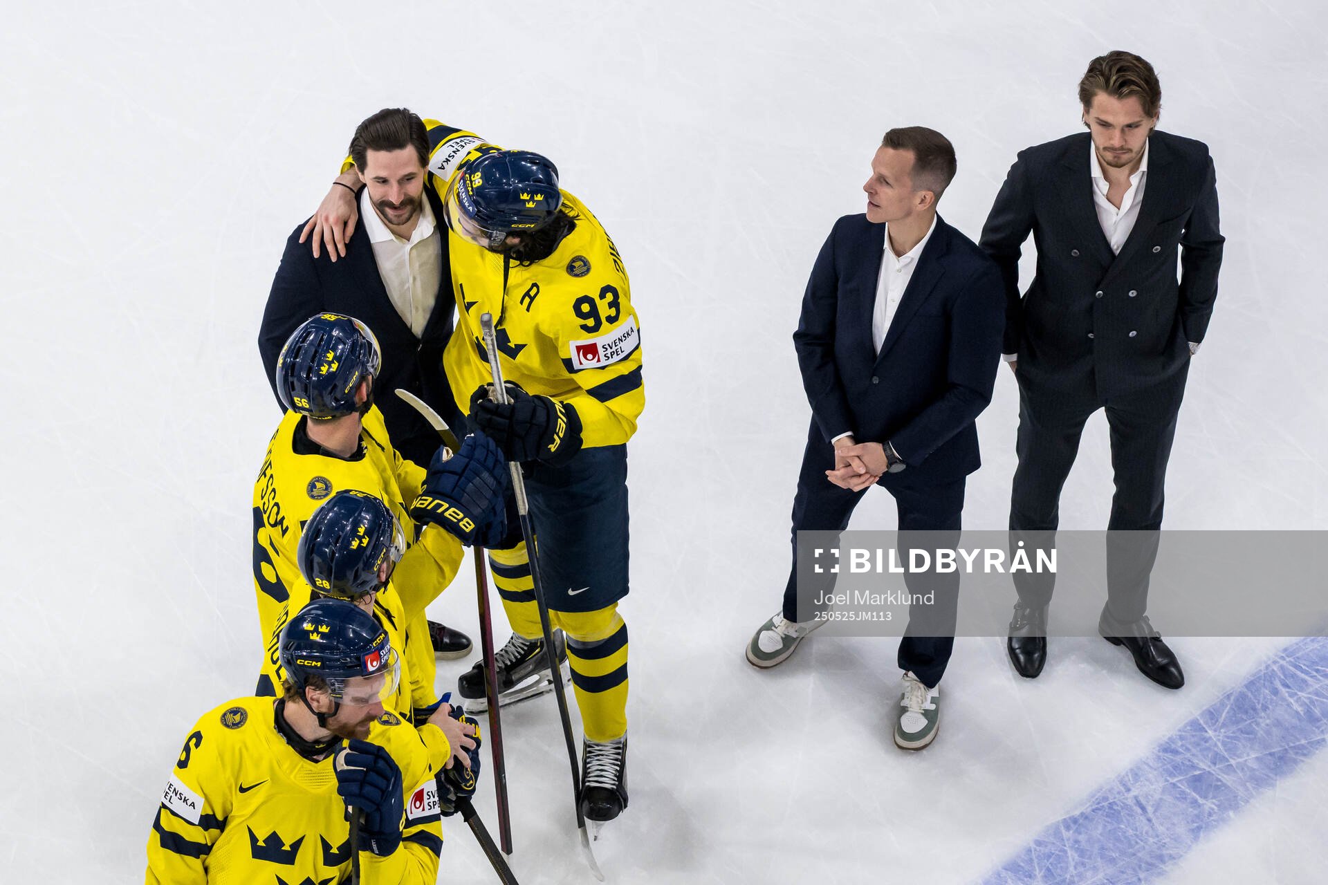 Filip Forsberg, Mika Zibanejad and Max Friberg of Sweden