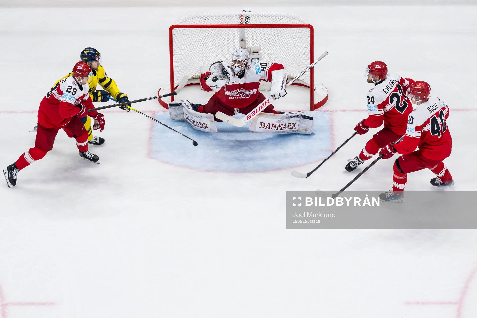 goaltender Frederik Dichow of Denmark