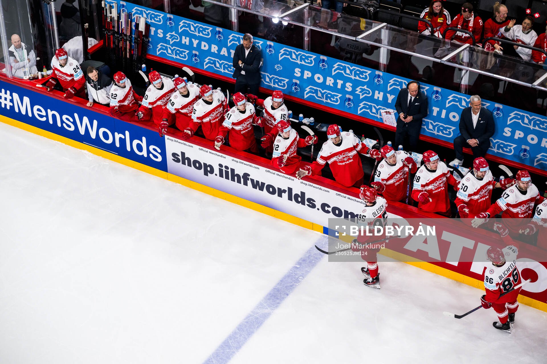 Oliver Lauridsen of Denmark celebrates with team mates