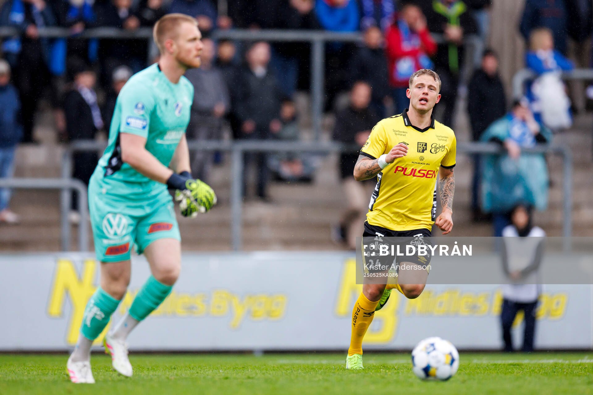 Elfsborgs Frederik Ihler under fotbollsmatchen i Allsvenskan mellan Halmstad och Elfsborg den 25 maj 2025 i Halmstad. 