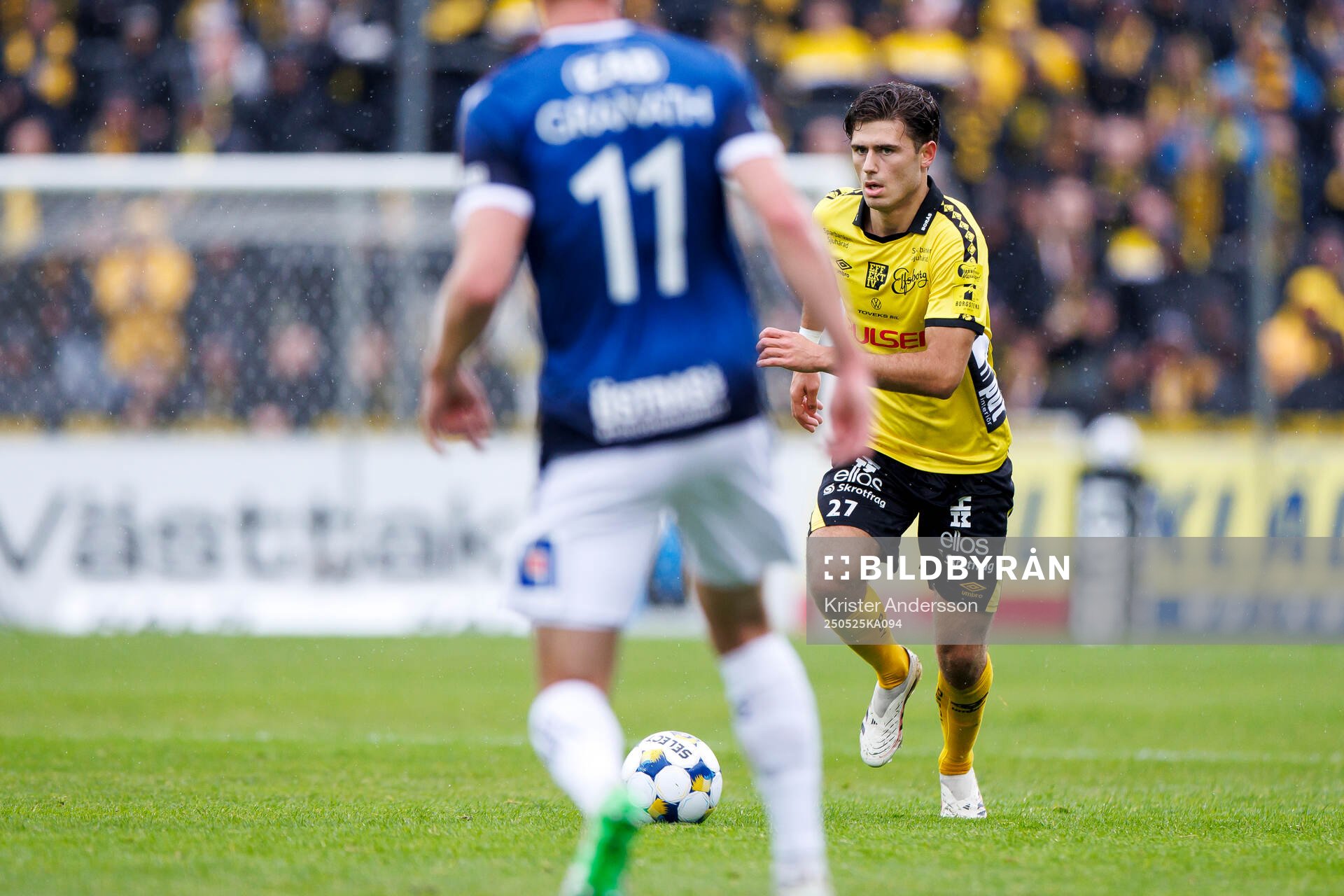 Elfsborgs Besfort Zeneli under fotbollsmatchen i Allsvenskan mellan Halmstad och Elfsborg den 25 maj 2025 i Halmstad. 