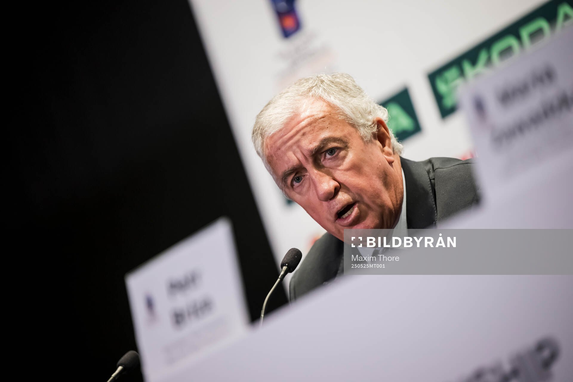 Luc Tardif, IIHF President at a end-of-tournament press