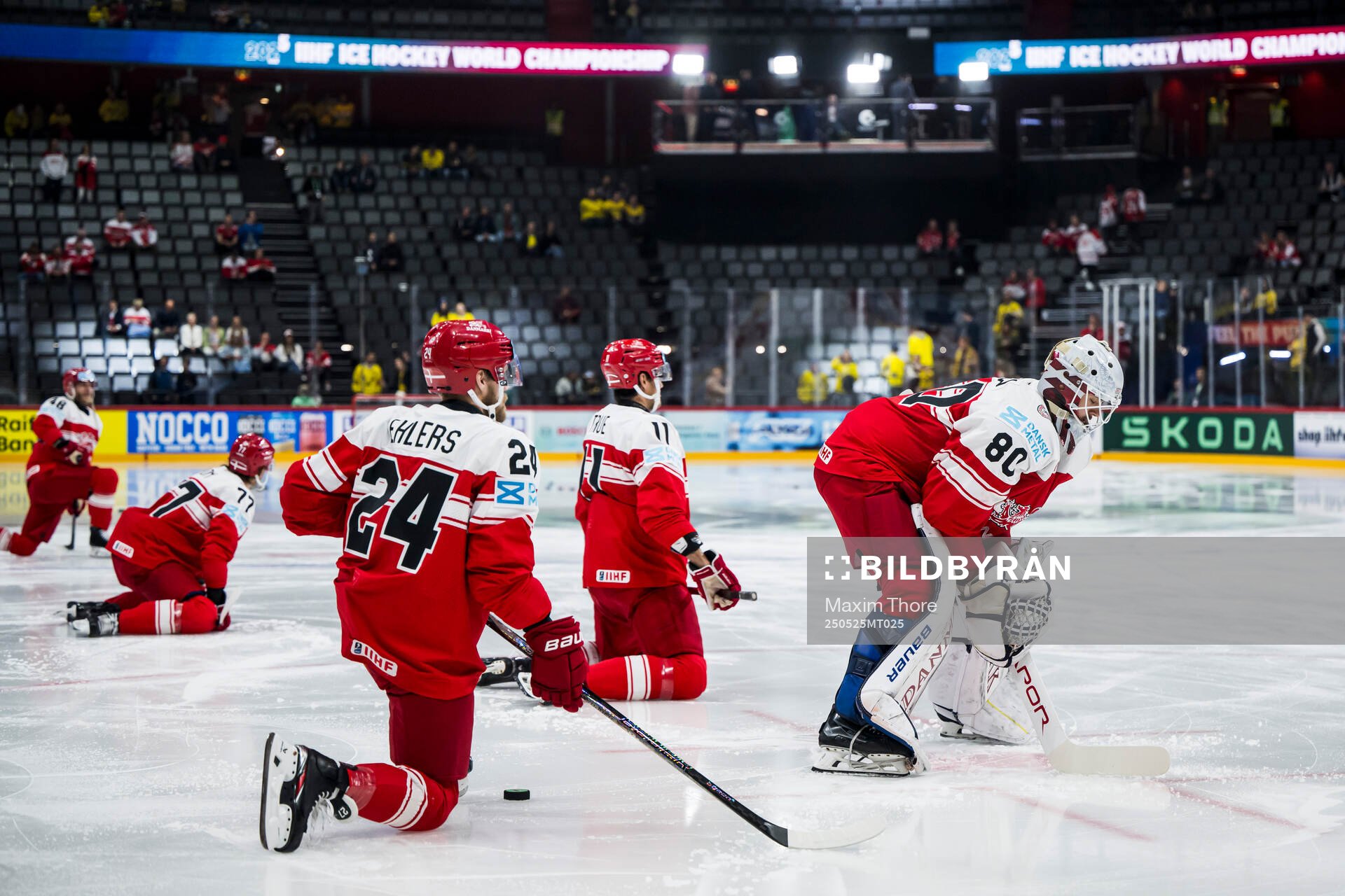 Nikolaj Ehlers, Alexander True and goaltender Frederik