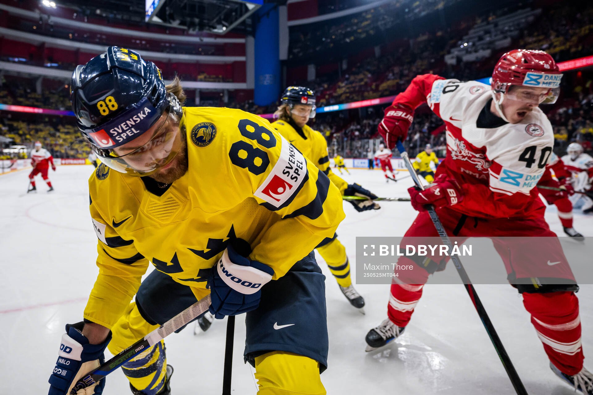 William Nylander of Sweden and Anders Koch of Denmark
