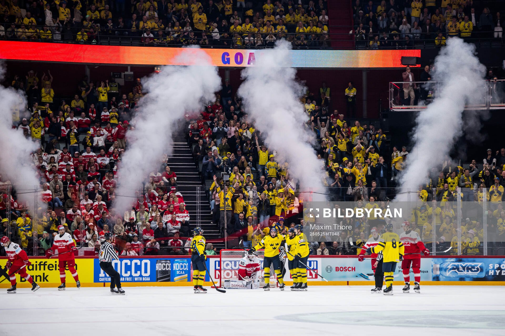 Marcus Johansson of Sweden celebrates with team mates