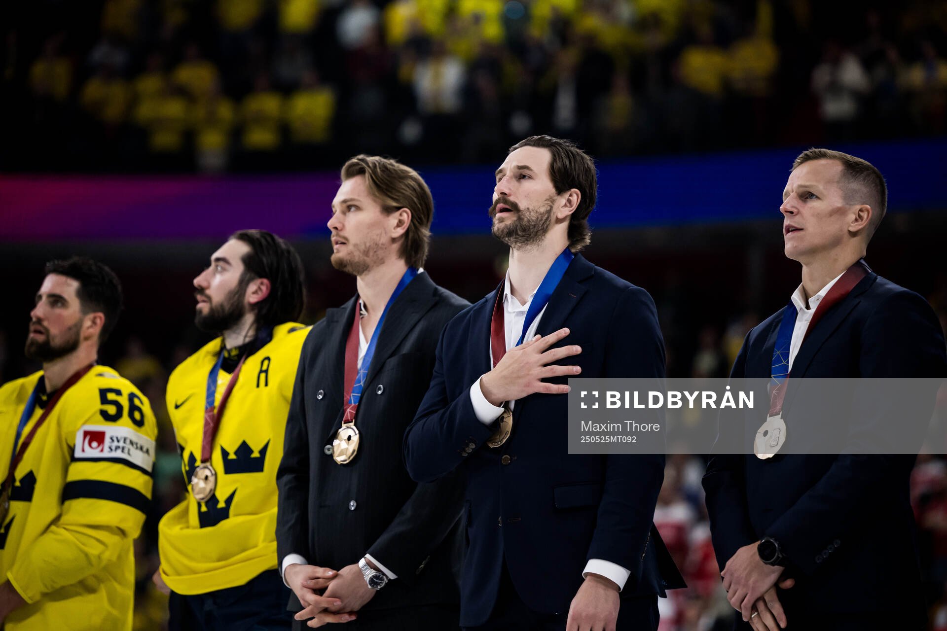 Arvid Söderblom, Filip Forsberg, and Max Friberg of Sweden