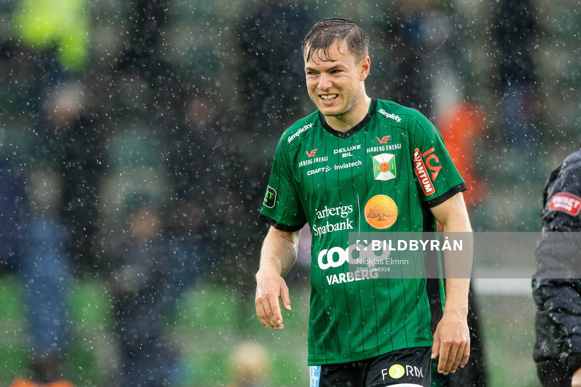 Varbergs Albin Winbo under fotbollsmatchen i Superettan mellan Varberg och Kalmar den 25 maj 2025 i Varberg. 