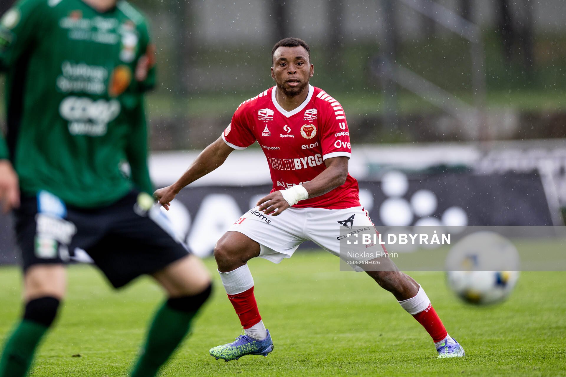 Kalmars Abdussalam Magashy under fotbollsmatchen i Superettan mellan Varberg och Kalmar den 25 maj 2025 i Varberg. 