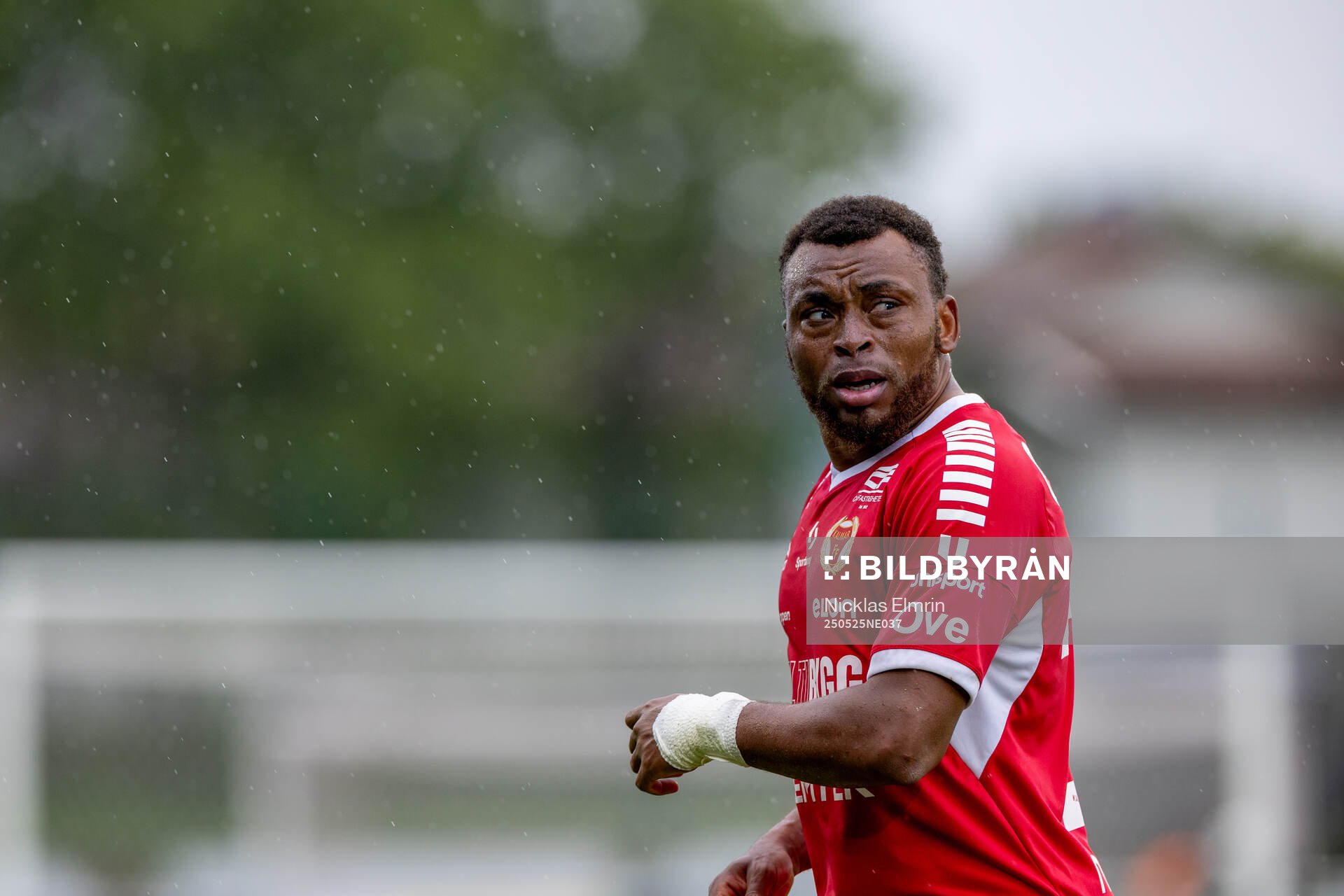 Kalmars Abdussalam Magashy under fotbollsmatchen i Superettan mellan Varberg och Kalmar den 25 maj 2025 i Varberg. 