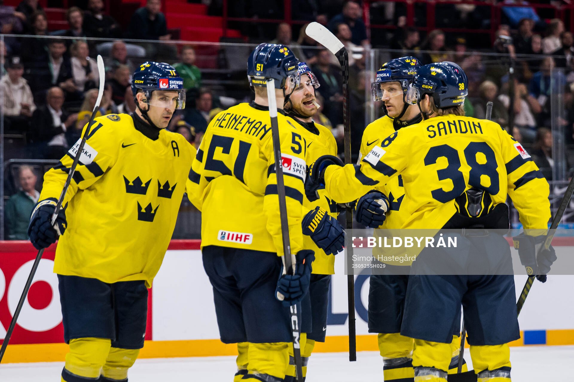 Mikael Backlund of Sweden celebrates with Emil Heineman,