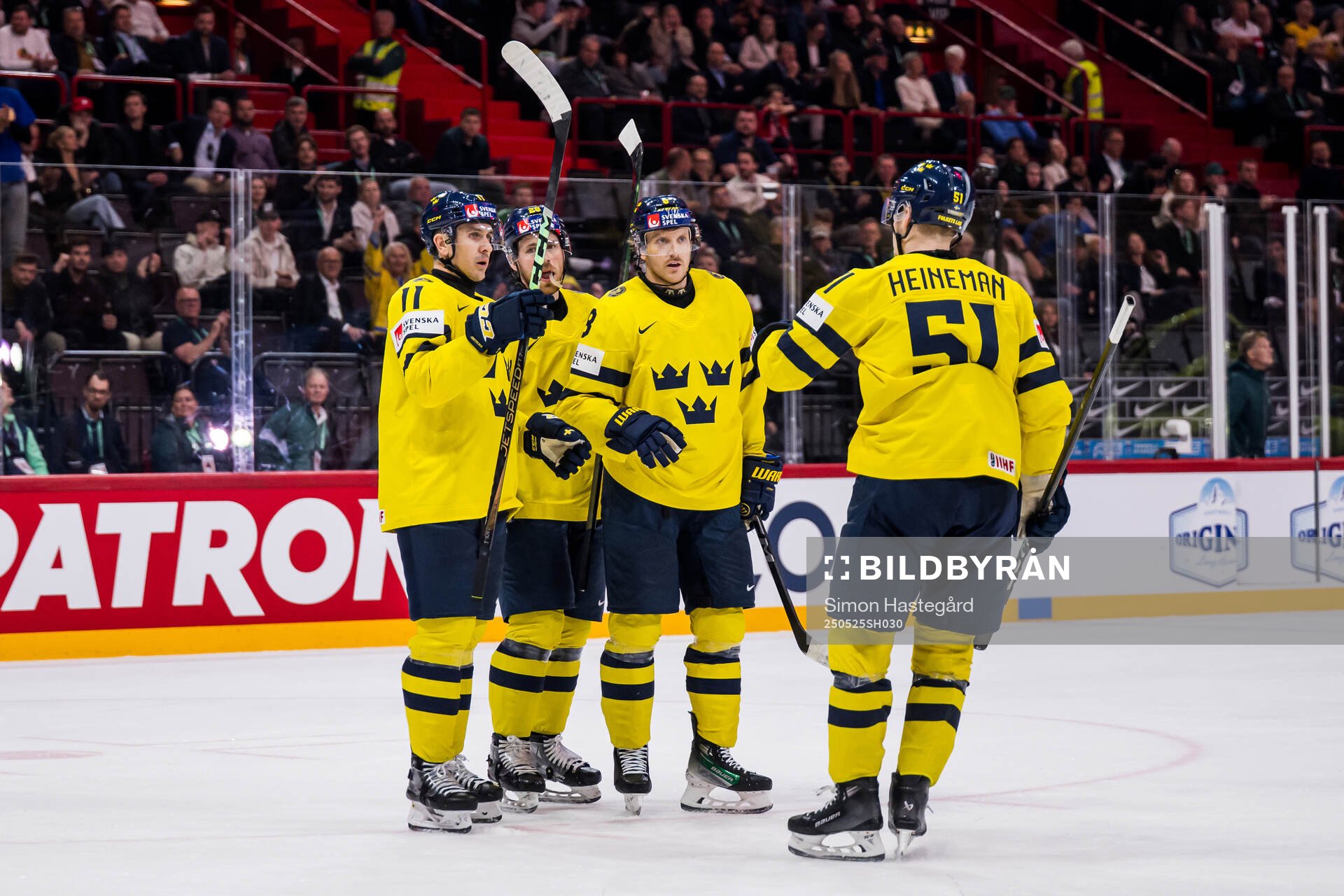 Mikael Backlund of Sweden celebrates with Emil Heineman,
