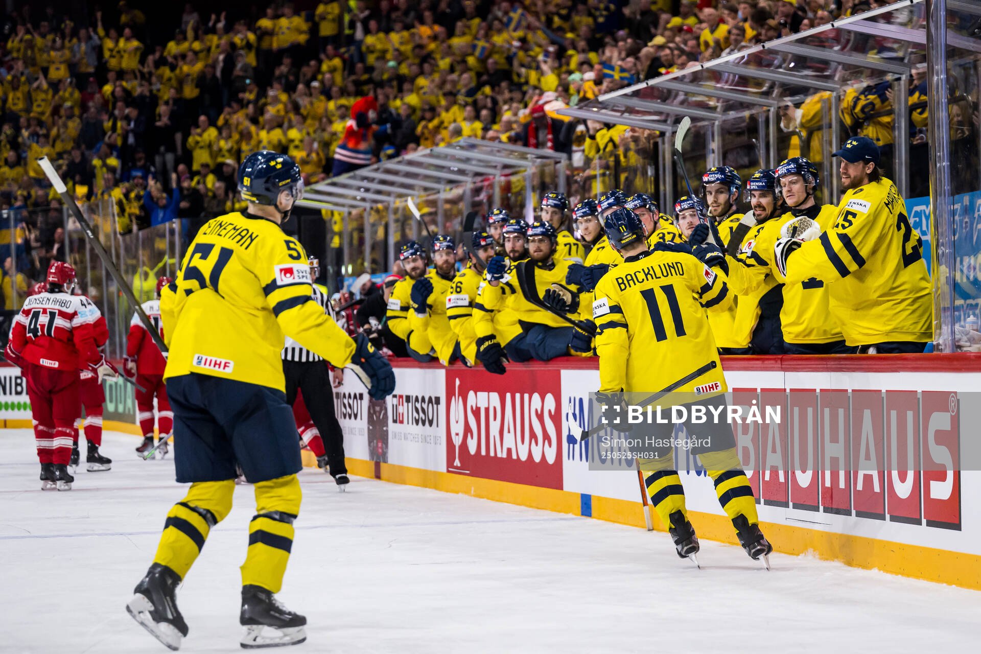 Marcus Johansson and Anton Bengtsson of Sweden celebrate