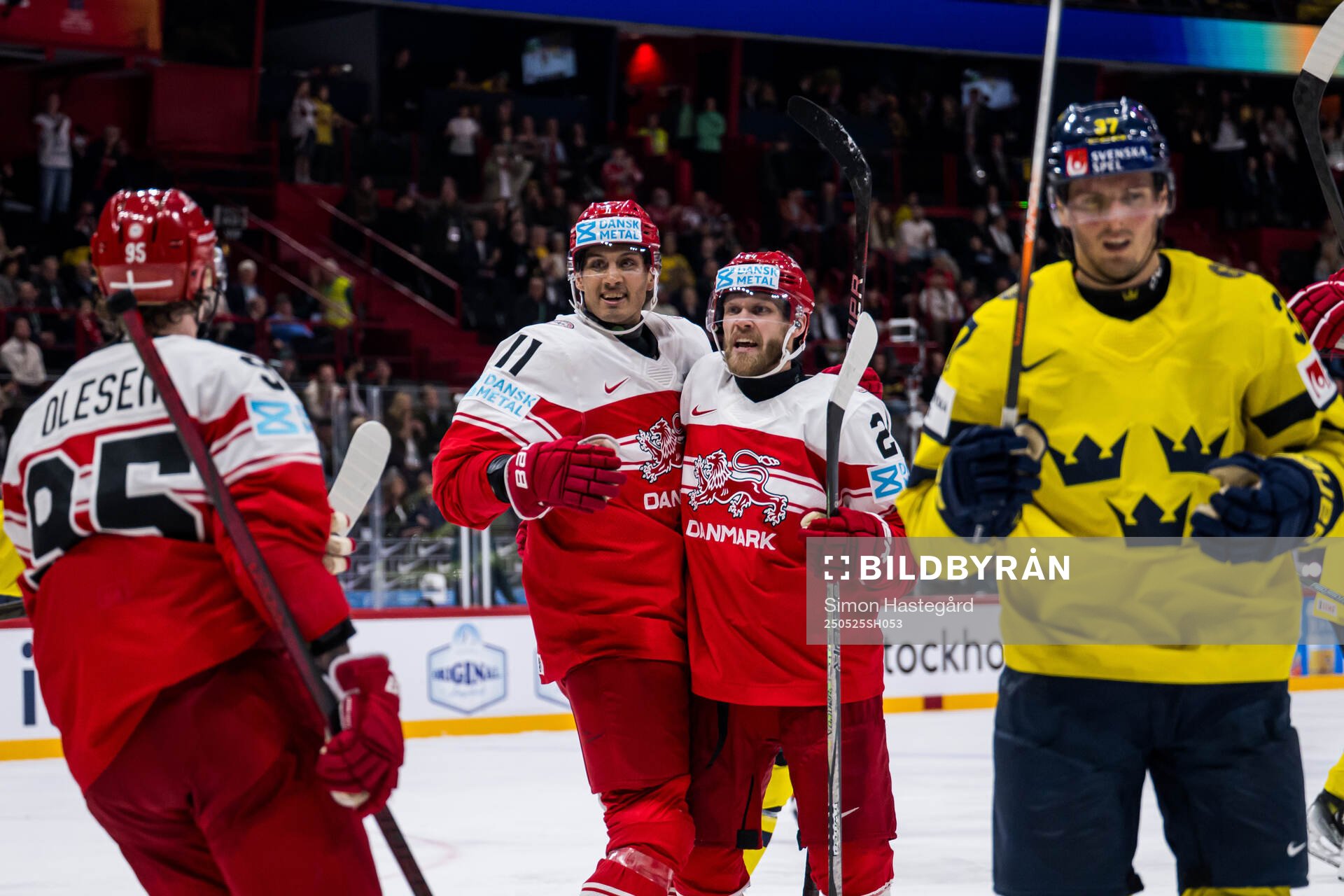 Alexander True and Nikolaj Ehlers of Denmark celebrate