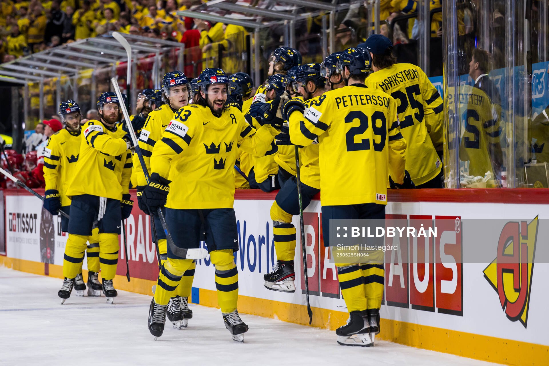 Mika Zibanejad of Sweden celebrates with team mates