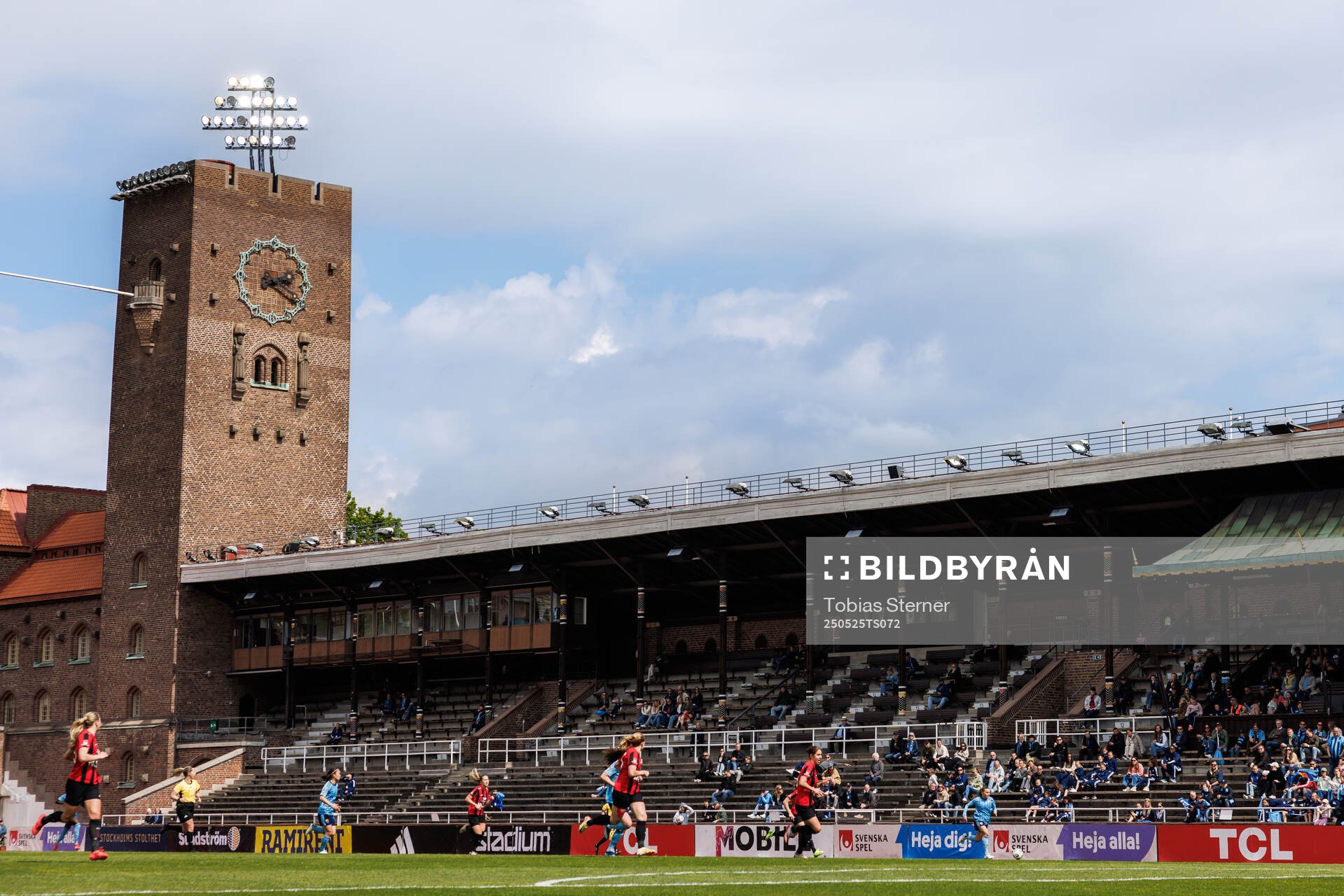 Stockholms stadion under fotbollsmatchen i Damallsvenskan mellan Djurgården och Brommapojkarna den 25 maj 2025 i Stockholm. 