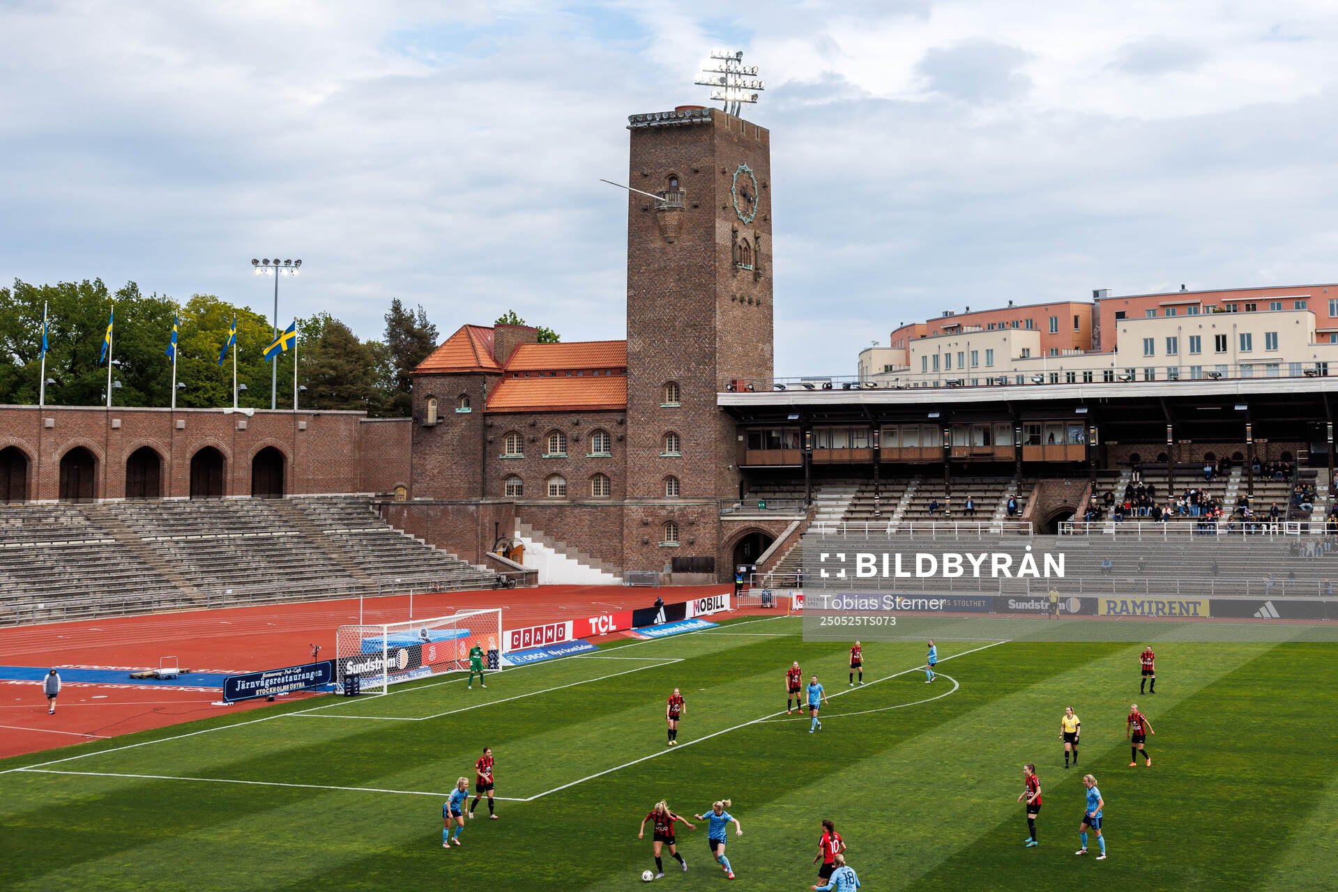 Stockholms stadion under fotbollsmatchen i Damallsvenskan mellan Djurgården och Brommapojkarna den 25 maj 2025 i Stockholm. 