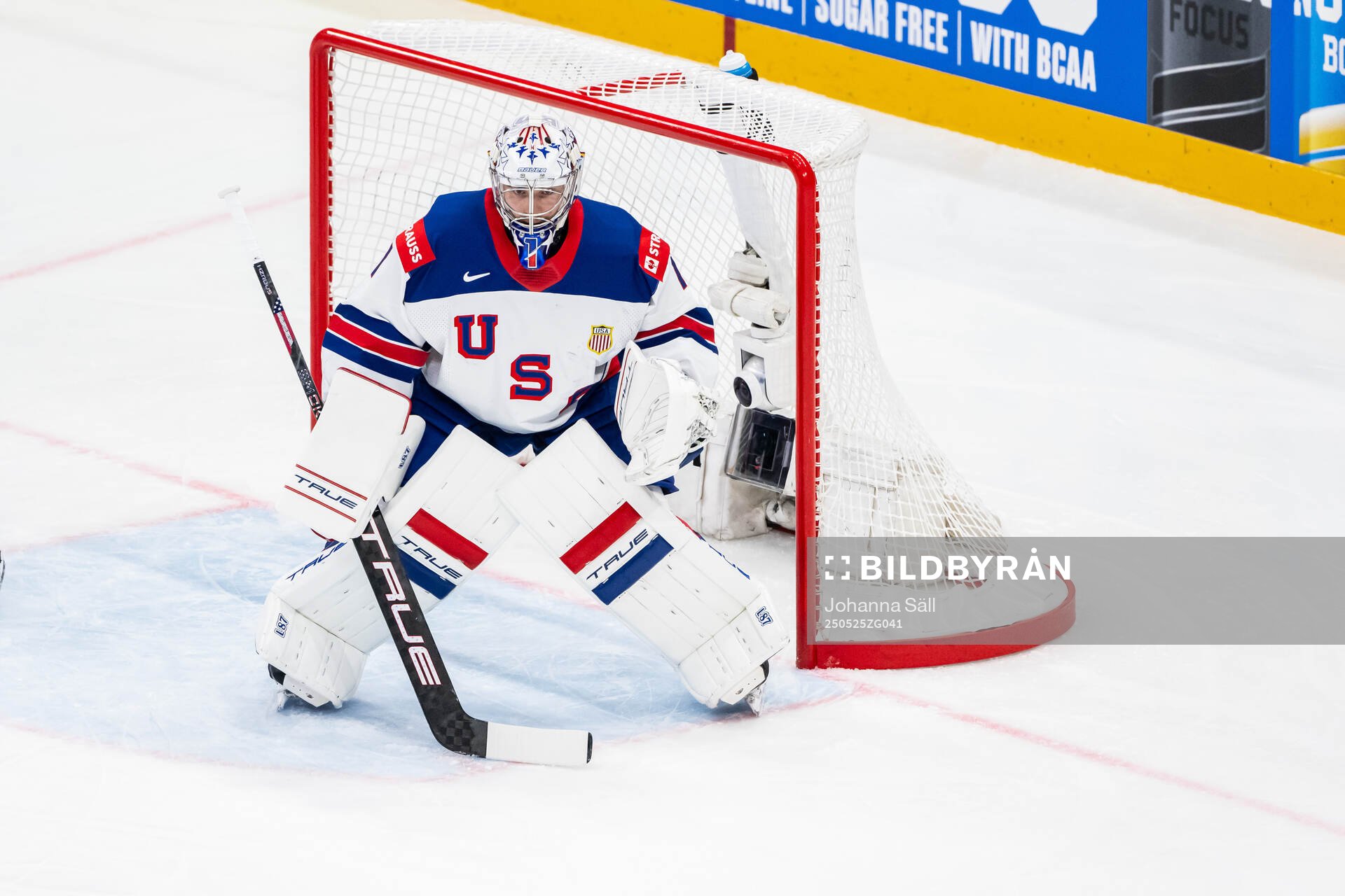 goaltender Jeremy Swayman of USA