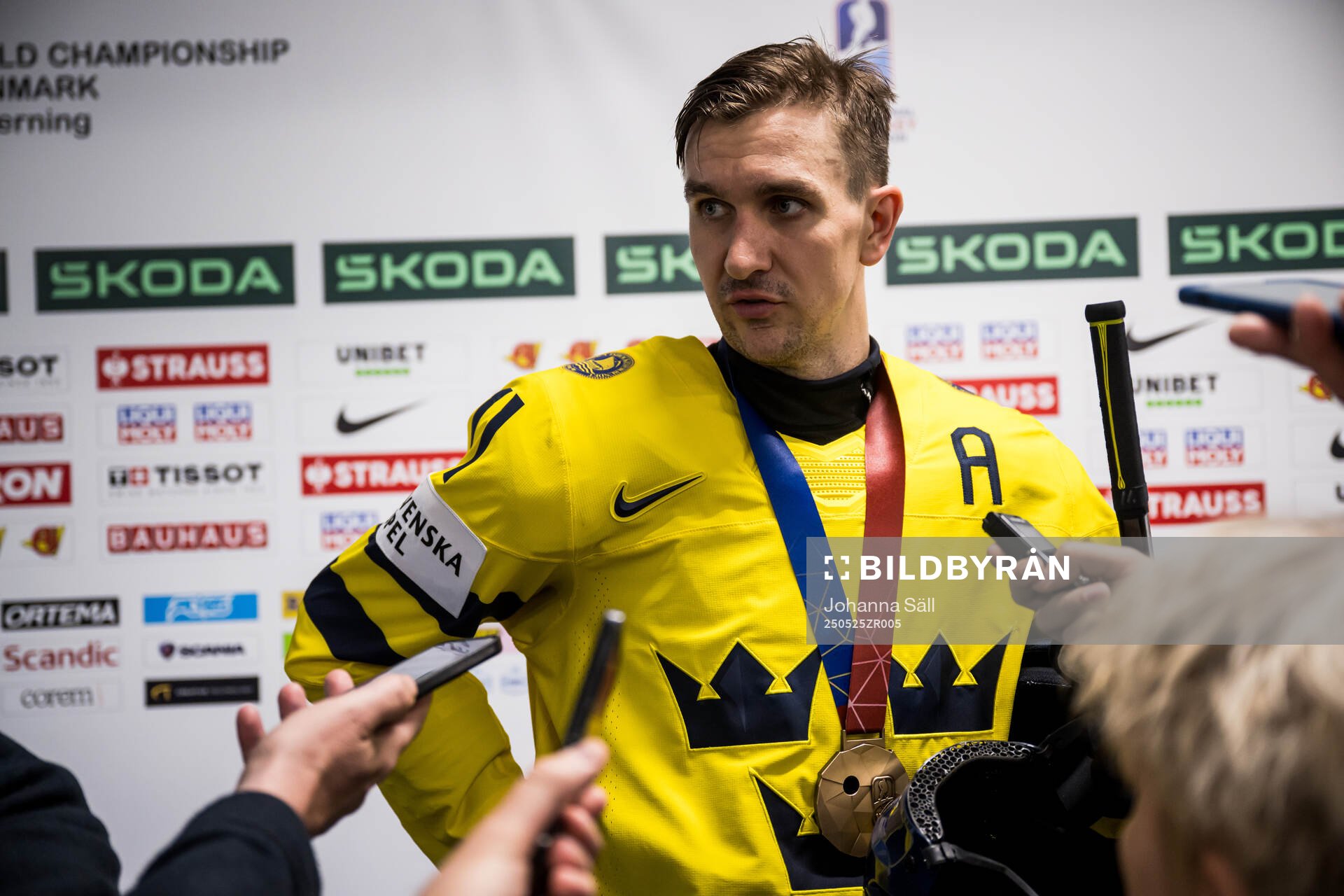 Mikael Backlund of Sweden is being interviewed