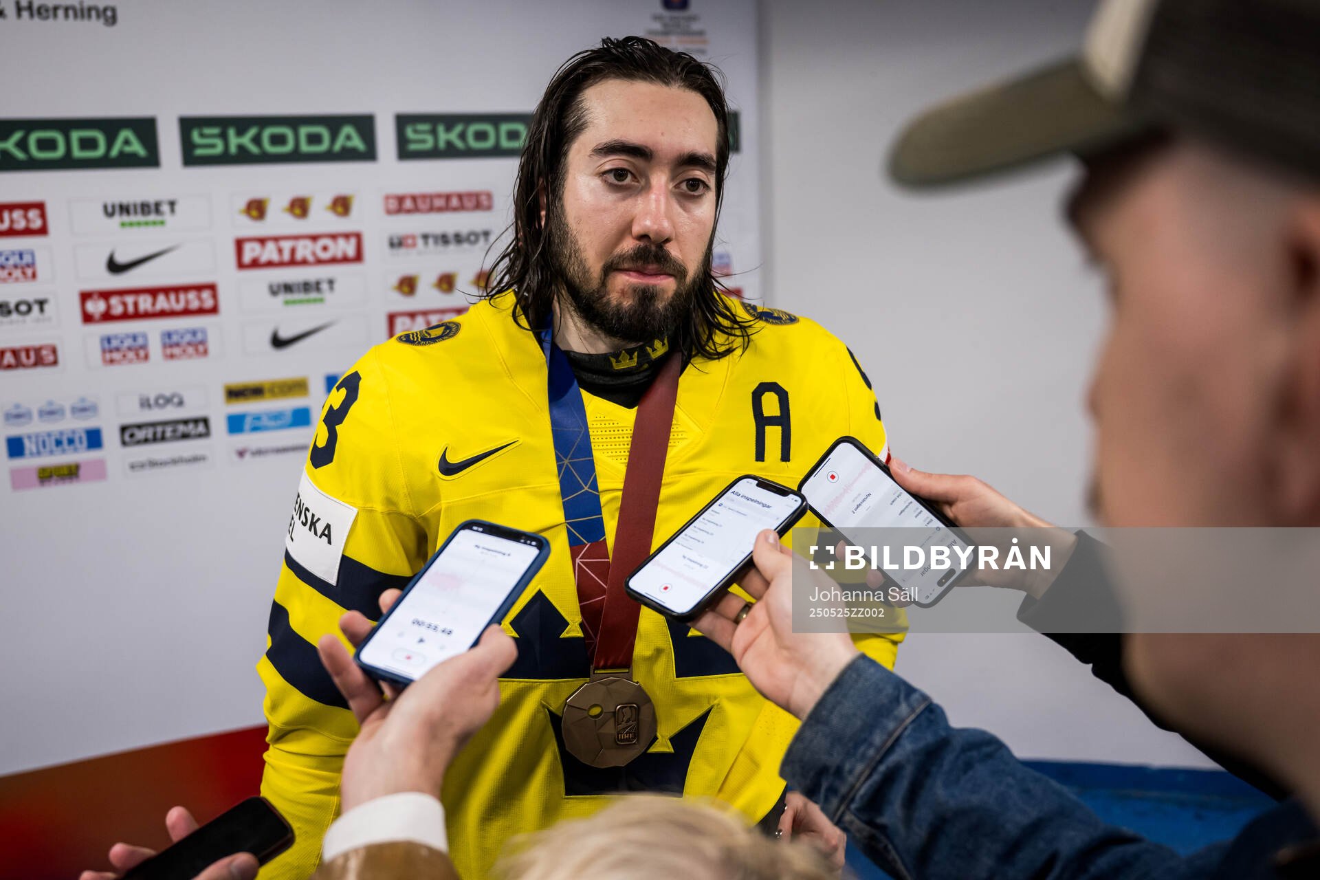 Mika Zibanejad of Sweden is being interviewed