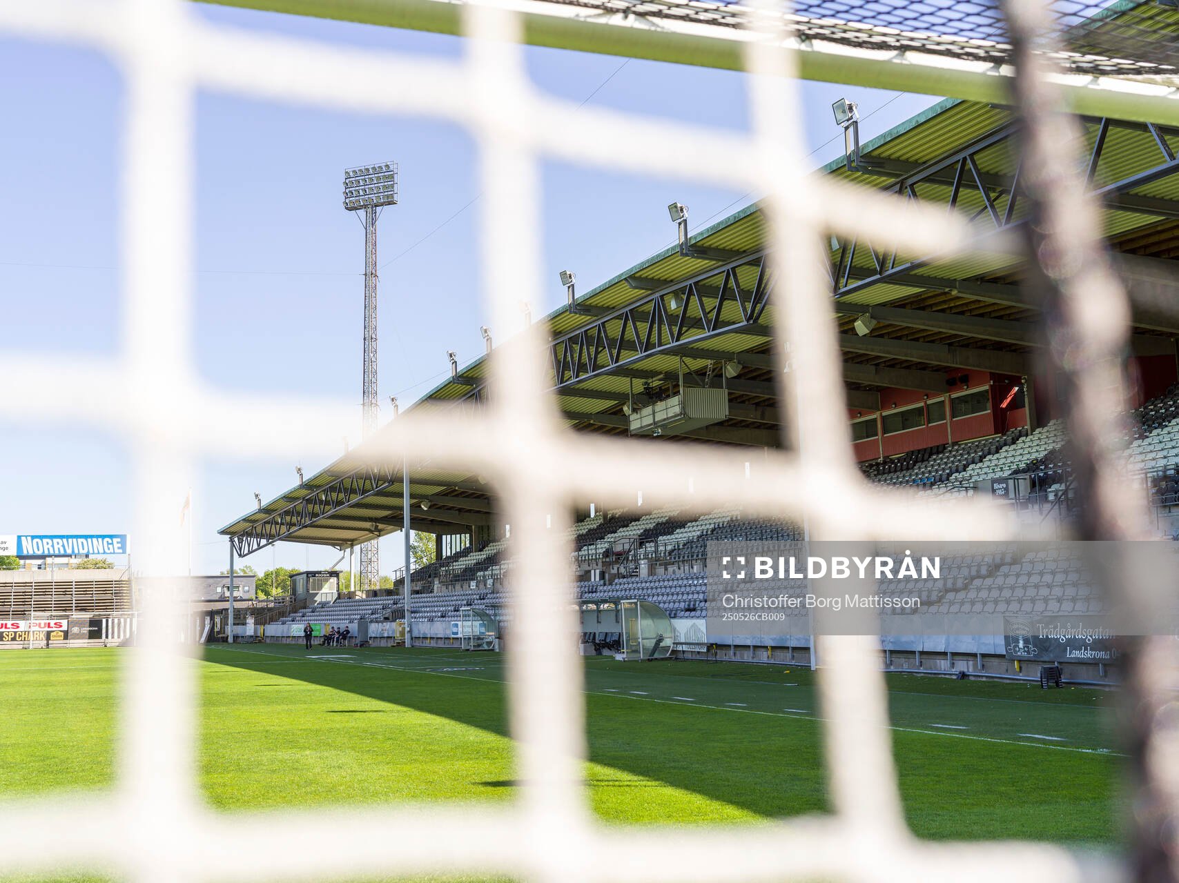 Landskrona IP interiör inför fotbollsmatchen i Superettan mellan Landskrona och Falkenberg den 26 maj 2025 i Landskrona. 