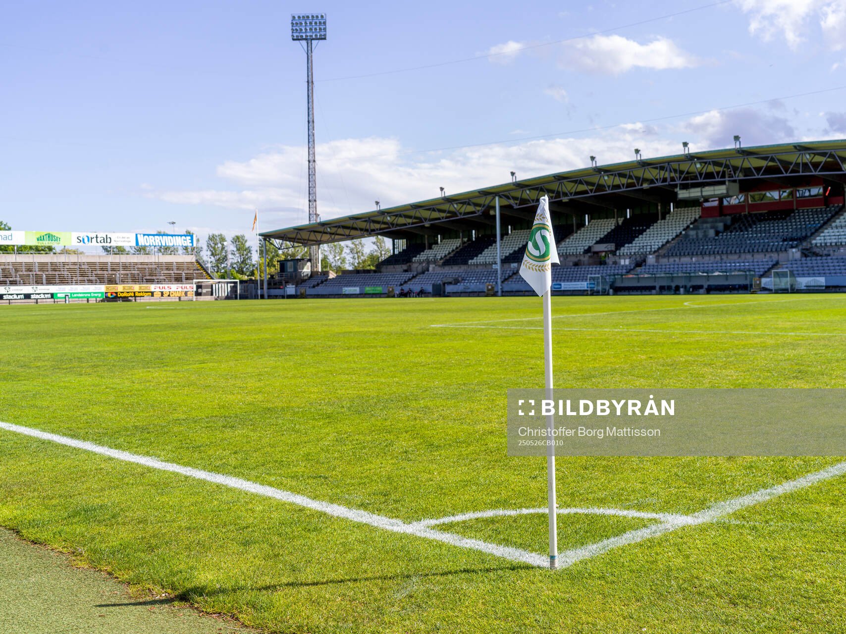 Landskrona IP interiör inför fotbollsmatchen i Superettan mellan Landskrona och Falkenberg den 26 maj 2025 i Landskrona. 