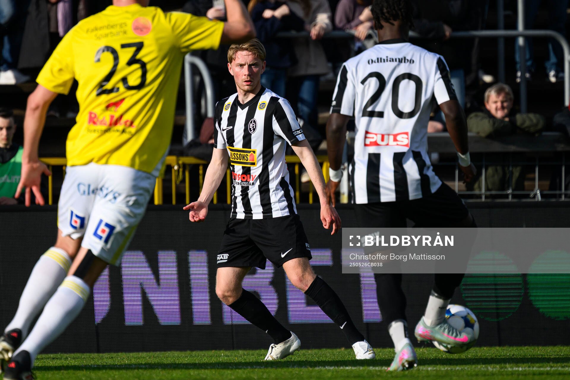 Landskronas Adam Egnell under fotbollsmatchen i Superettan mellan Landskrona och Falkenberg den 26 maj 2025 i Landskrona. 