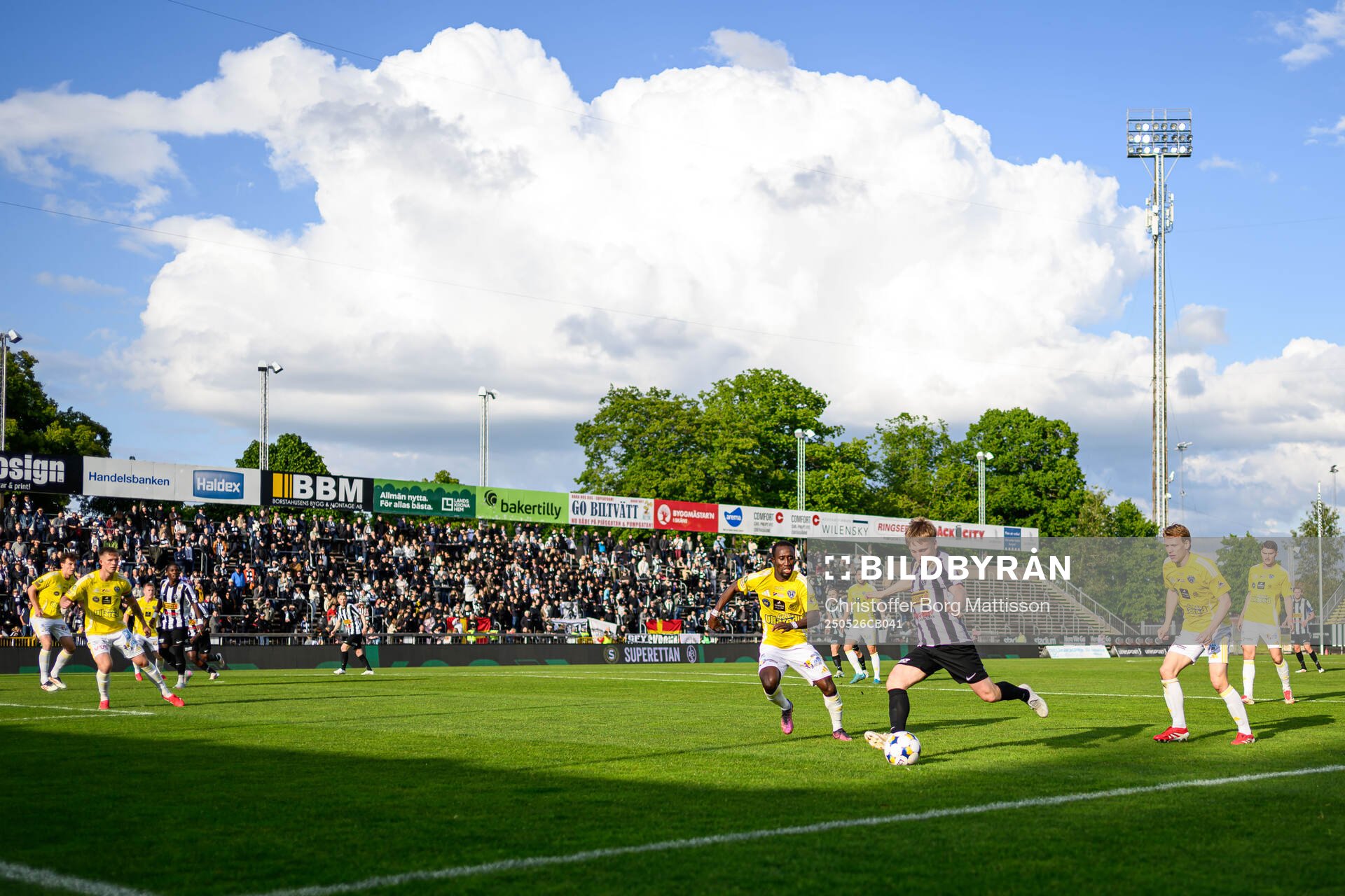 Landskronas Constantino Capotondi under fotbollsmatchen i Superettan mellan Landskrona och Falkenberg den 26 maj 2025 i Landskrona.
