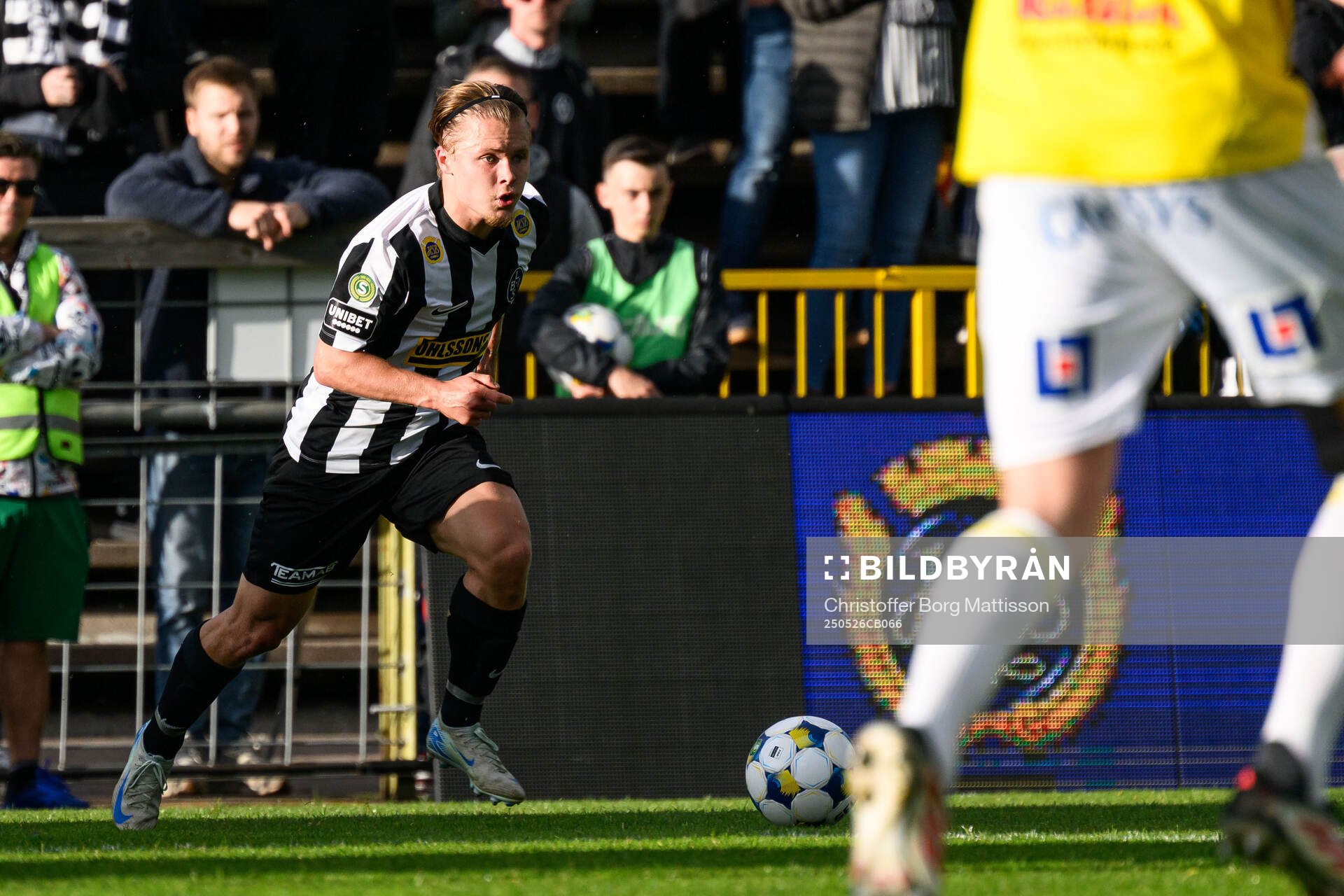 Landskronas Vincent Sundberg under fotbollsmatchen i Superettan mellan Landskrona och Falkenberg den 26 maj 2025 i Landskrona.