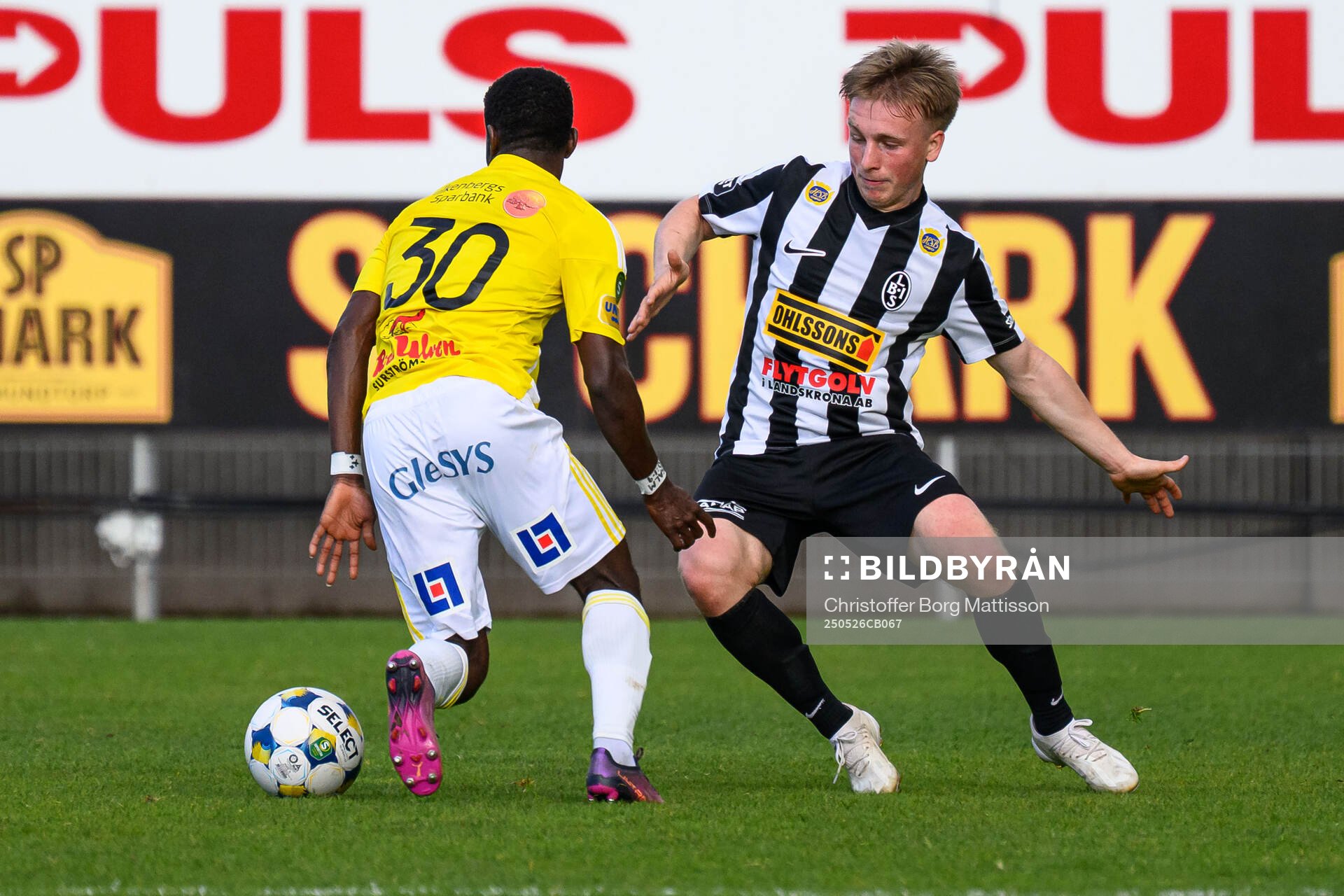 Landskronas Constantino Capotondi under fotbollsmatchen i Superettan mellan Landskrona och Falkenberg den 26 maj 2025 i Landskrona.