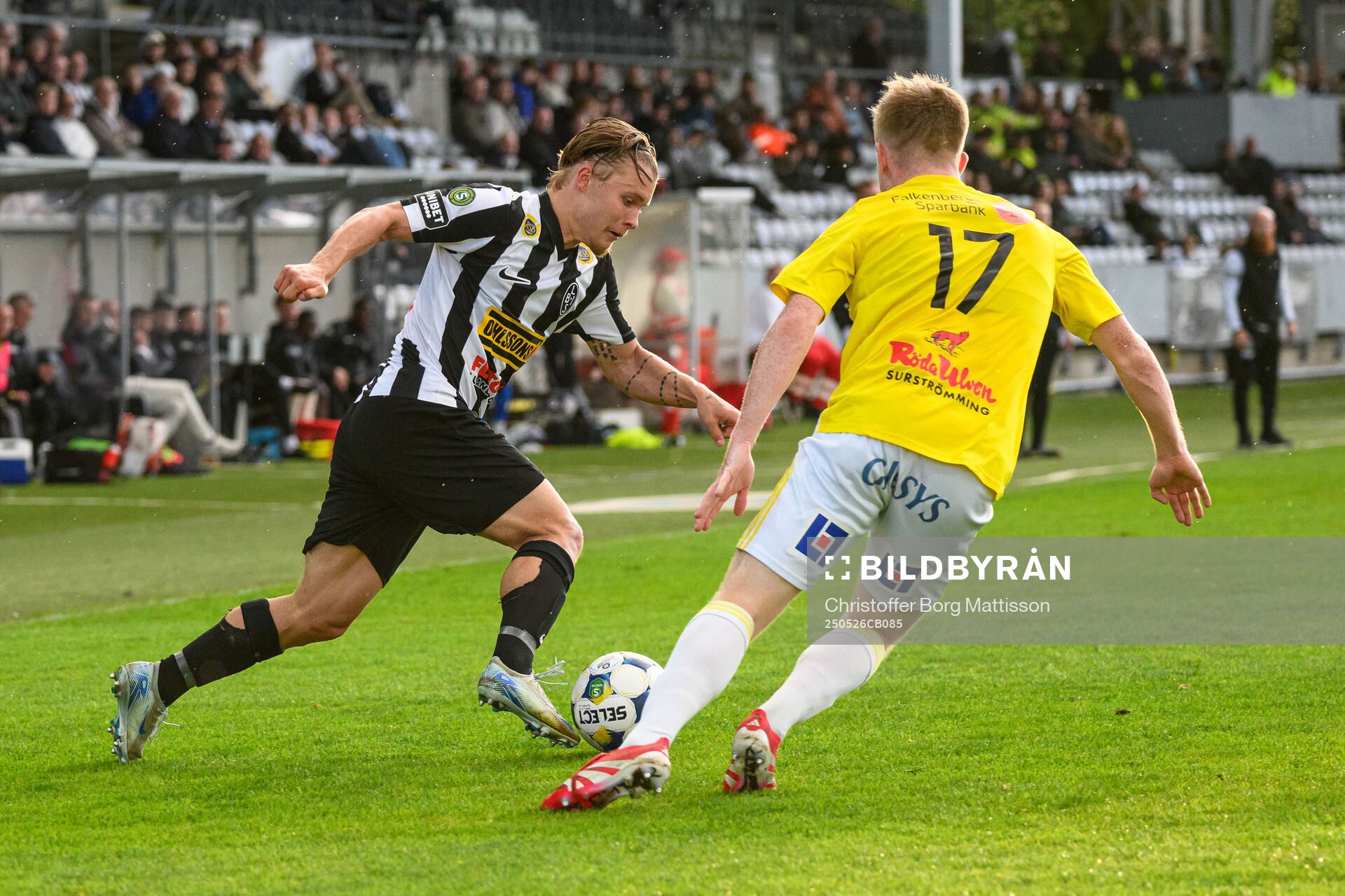 Landskronas Vincent Sundberg under fotbollsmatchen i Superettan mellan Landskrona och Falkenberg den 26 maj 2025 i Landskrona.