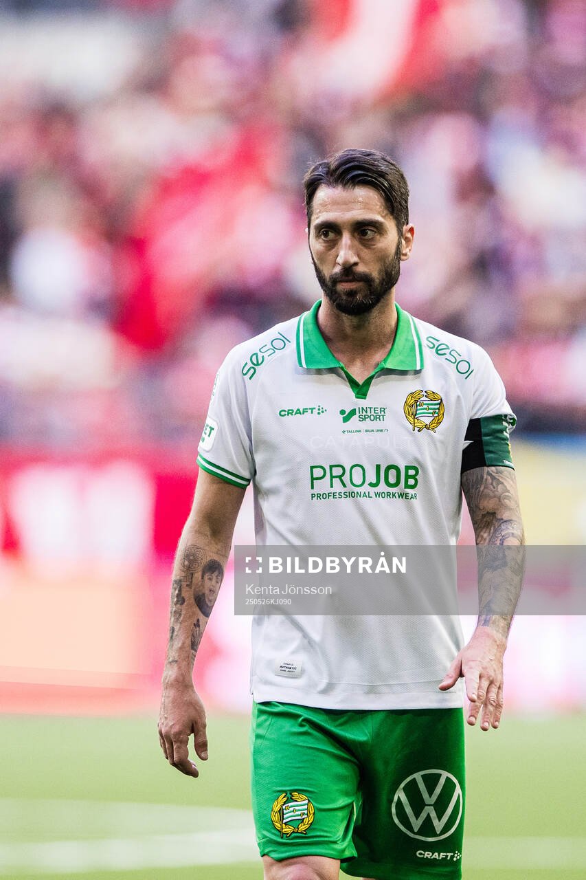 Hammarbys Nahir Besara under fotbollsmatchen i Allsvenskan mellan Hammarby och Degerfors den 26 maj 2025 i Stockholm. 