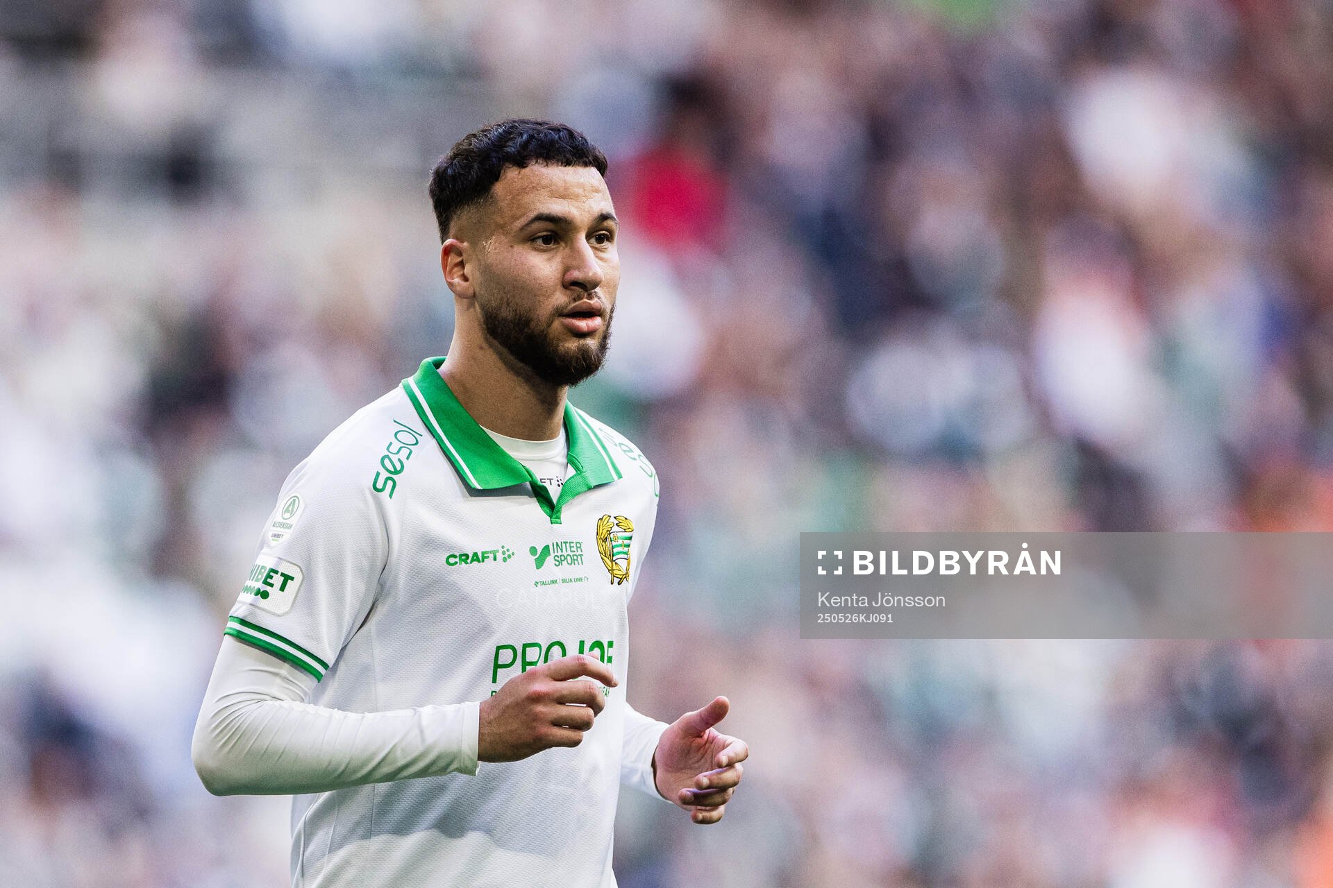 Hammarbys Abdelrahman Boudah Saidi under fotbollsmatchen i Allsvenskan mellan Hammarby och Degerfors den 26 maj 2025 i Stockholm. 