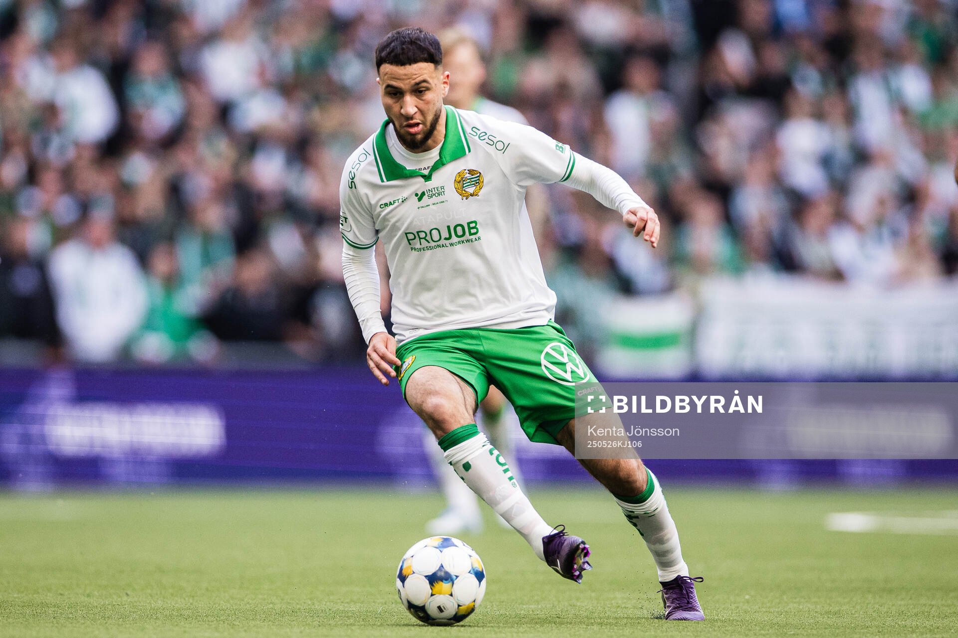 Hammarbys Abdelrahman Boudah Saidi under fotbollsmatchen i Allsvenskan mellan Hammarby och Degerfors den 26 maj 2025 i Stockholm. 