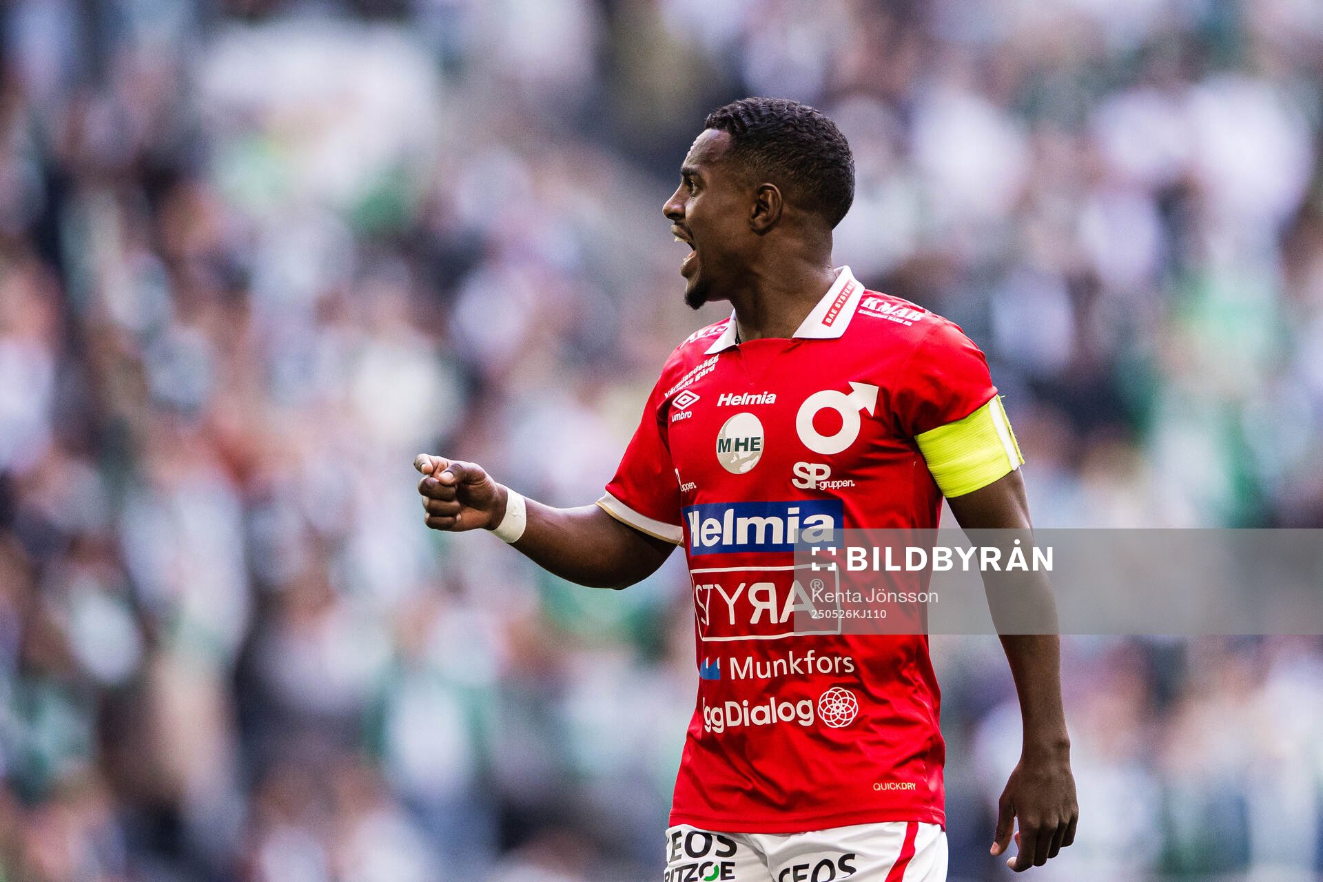 Degerfors Nahom Netabay under fotbollsmatchen i Allsvenskan mellan Hammarby och Degerfors den 26 maj 2025 i Stockholm. 
