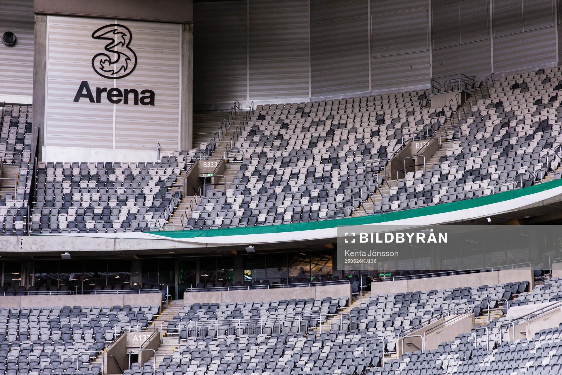 Stolsrader på 3Arena inför fotbollsmatchen i Allsvenskan mellan Hammarby och Degerfors den 26 maj 2025 i Stockholm. 