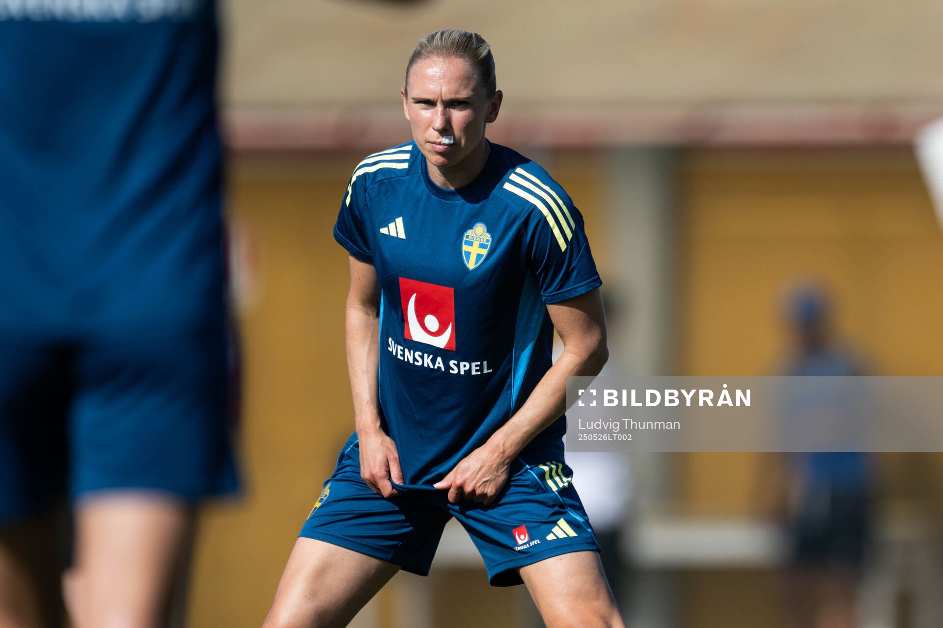 Jonna Andersson of the Swedish women’s national football team during a training session on May 26, 2025 in Fidenza. 