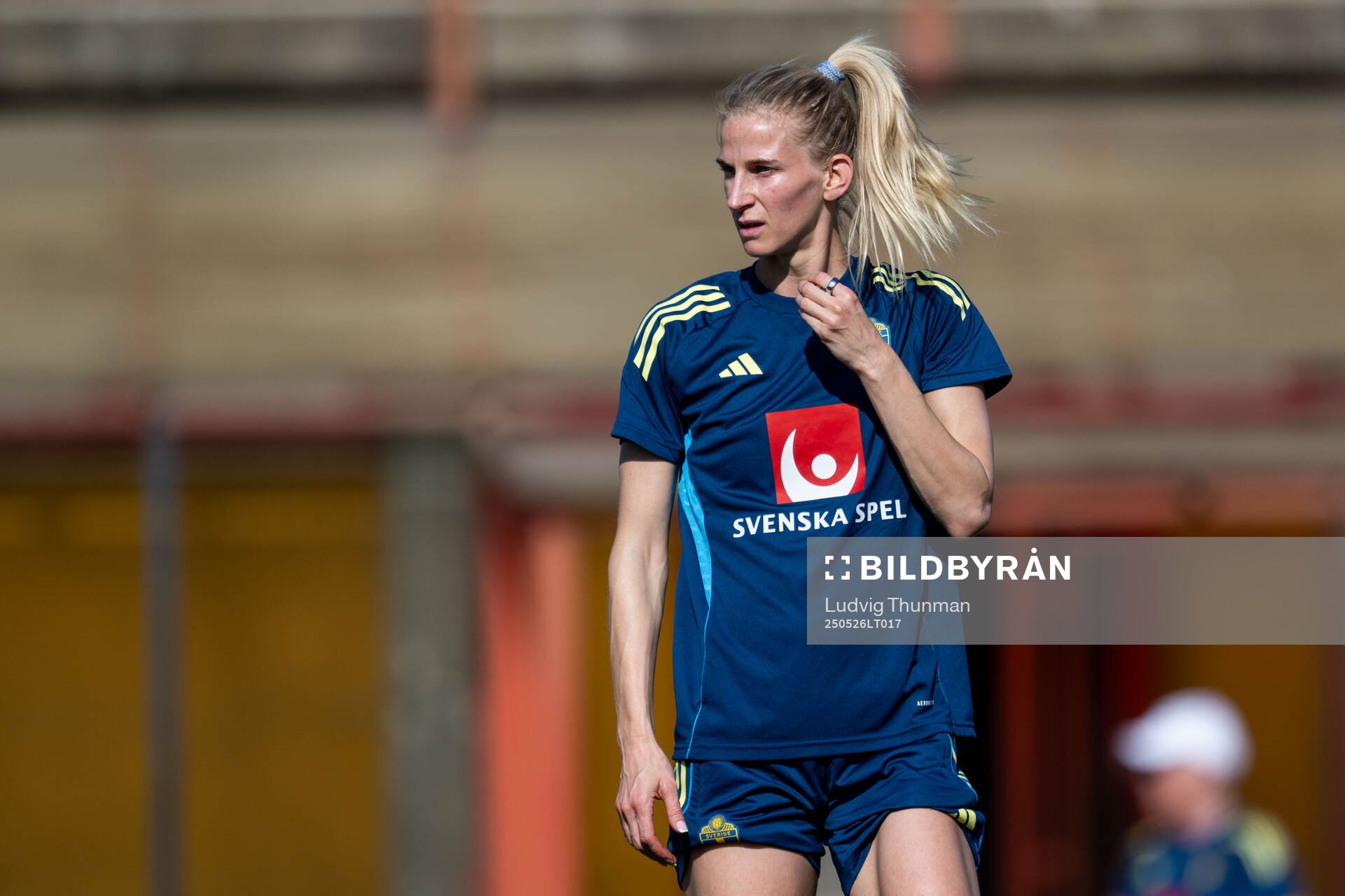 Sofia Jakobsson of the Swedish women’s national football team during a training session on May 26, 2025 in Fidenza. 